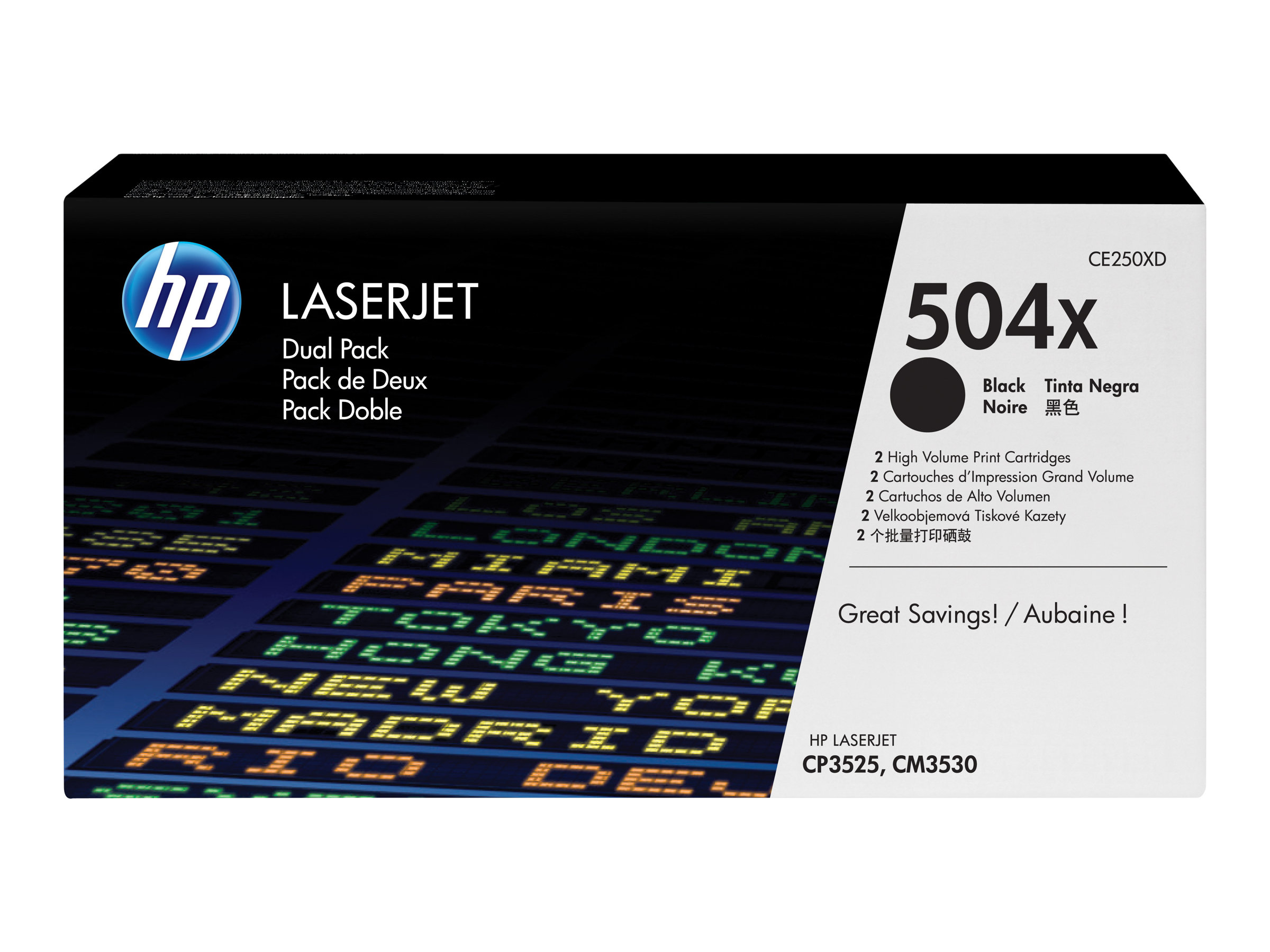 HP 504X - 2er-Pack - Hohe Ergiebigkeit - Schwarz - original - LaserJet - Tonerpatrone (CE250XD)