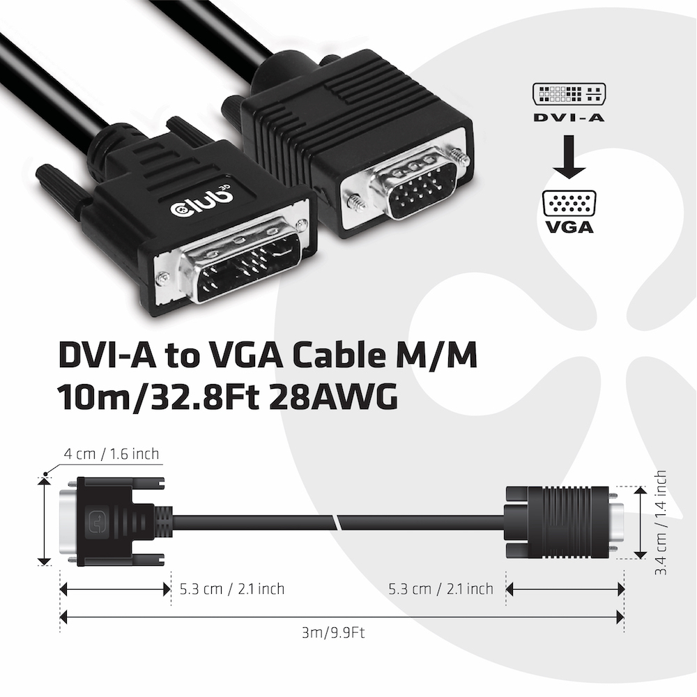 Club 3D Adapterkabel - DVI-A (M) zu HD-15 (VGA), Ansicht 3