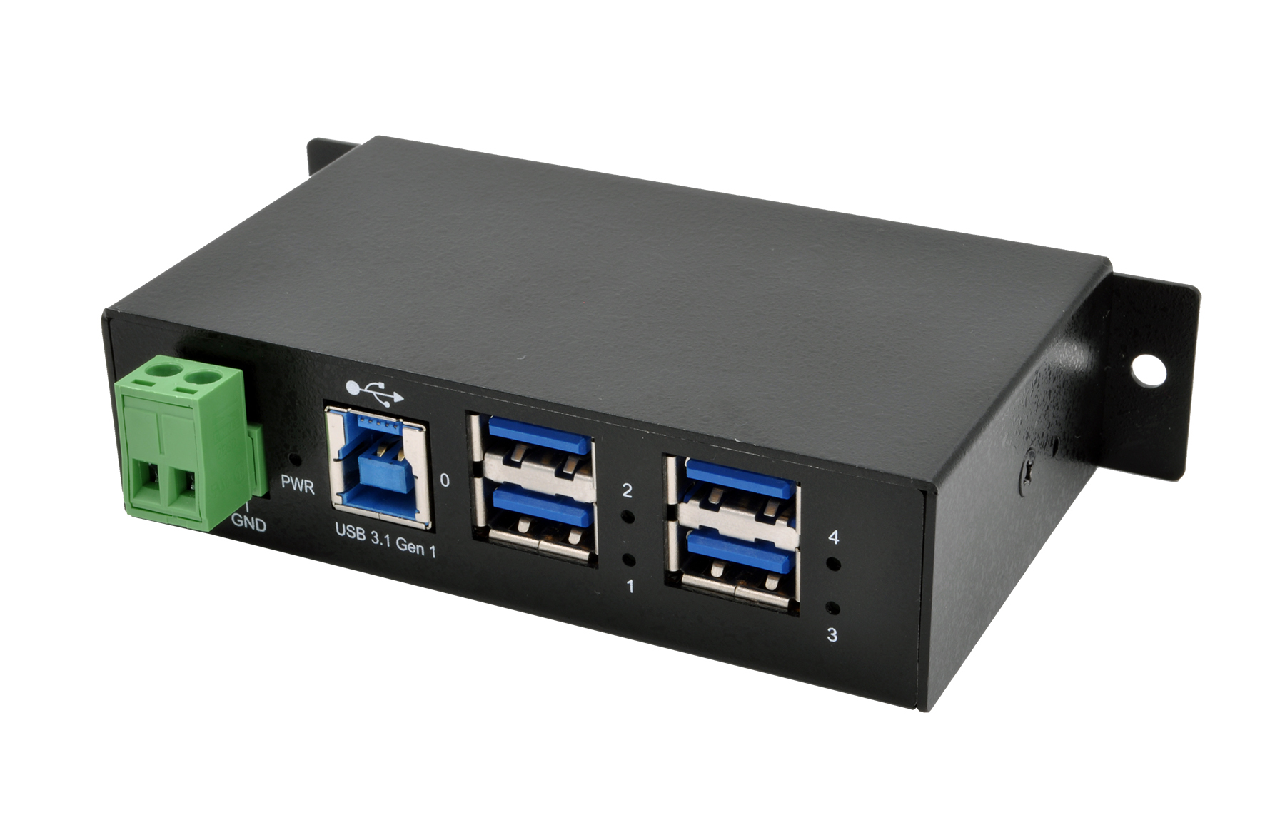 Exsys EX-1504HMS - USB 3.2 Gen 1 (3.1 Gen 1) Type-B - USB 3.2 Gen 1 (3.1 Gen 1) Type-A - 5000 Mbit/s - Schwarz - Metall, Ansicht 2
