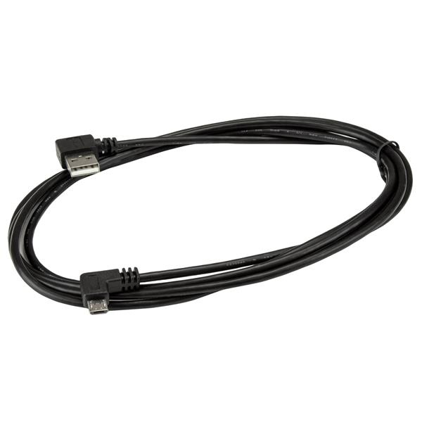 StarTech.com Micro USB Kabel mit rechts gewinkelten Anschlüssen - Stecker/Stecker - 2m - USB A zu Micro B Anschlusskabel, Ansicht 2