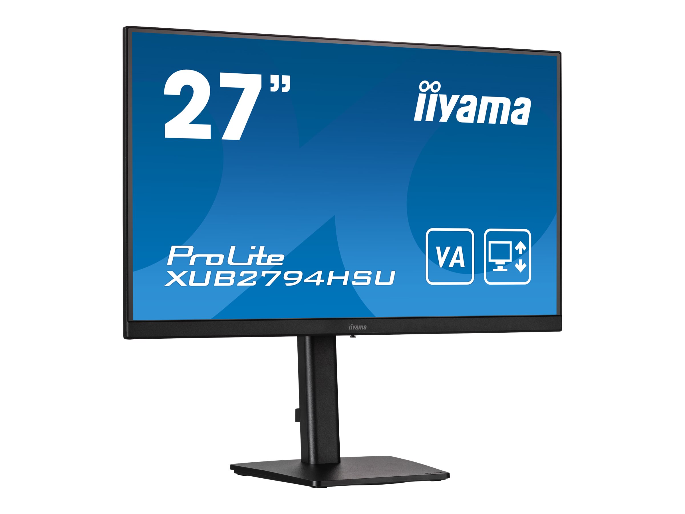 27" ETE VA-panel, 1920x1080, 15cm height adj. stand, 250cd/m2, 4ms, Speakers, HDMI, DisplayPort, Speakers, USB-HUB 2x 3.0