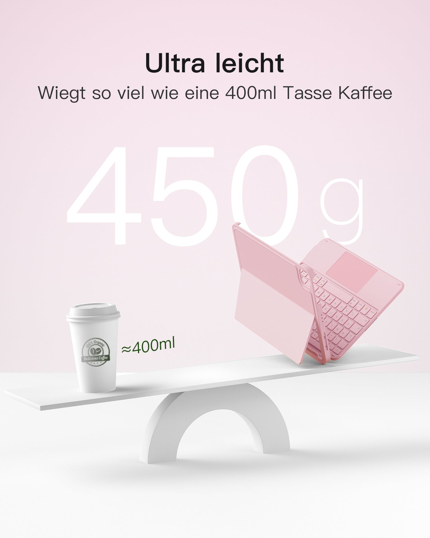 Inateck Keyboard iPad 11 Air 4/5Gen Com. pink - Tastatur - TL: Deutsch, QWERTZ, Ansicht 4