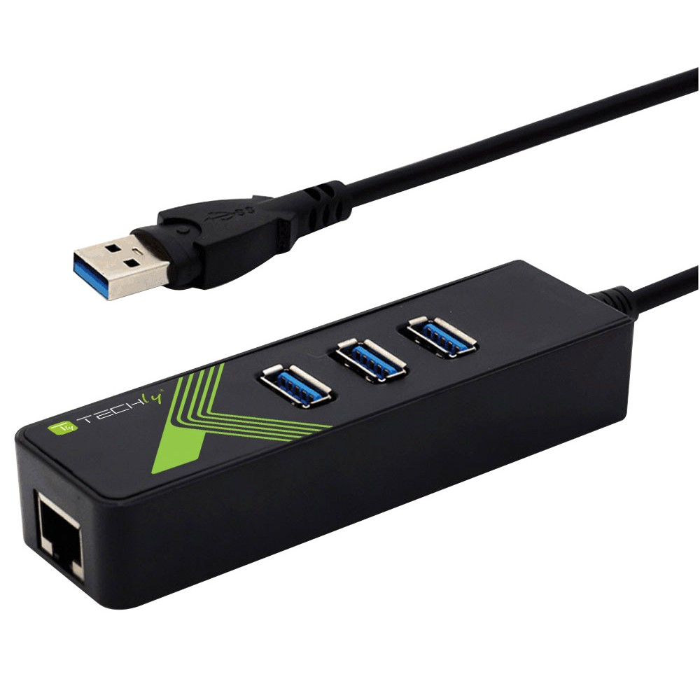 Techly USB3.0 Gigabit Ethernet Adapter Converter with 3-Port Hub, Ansicht 3