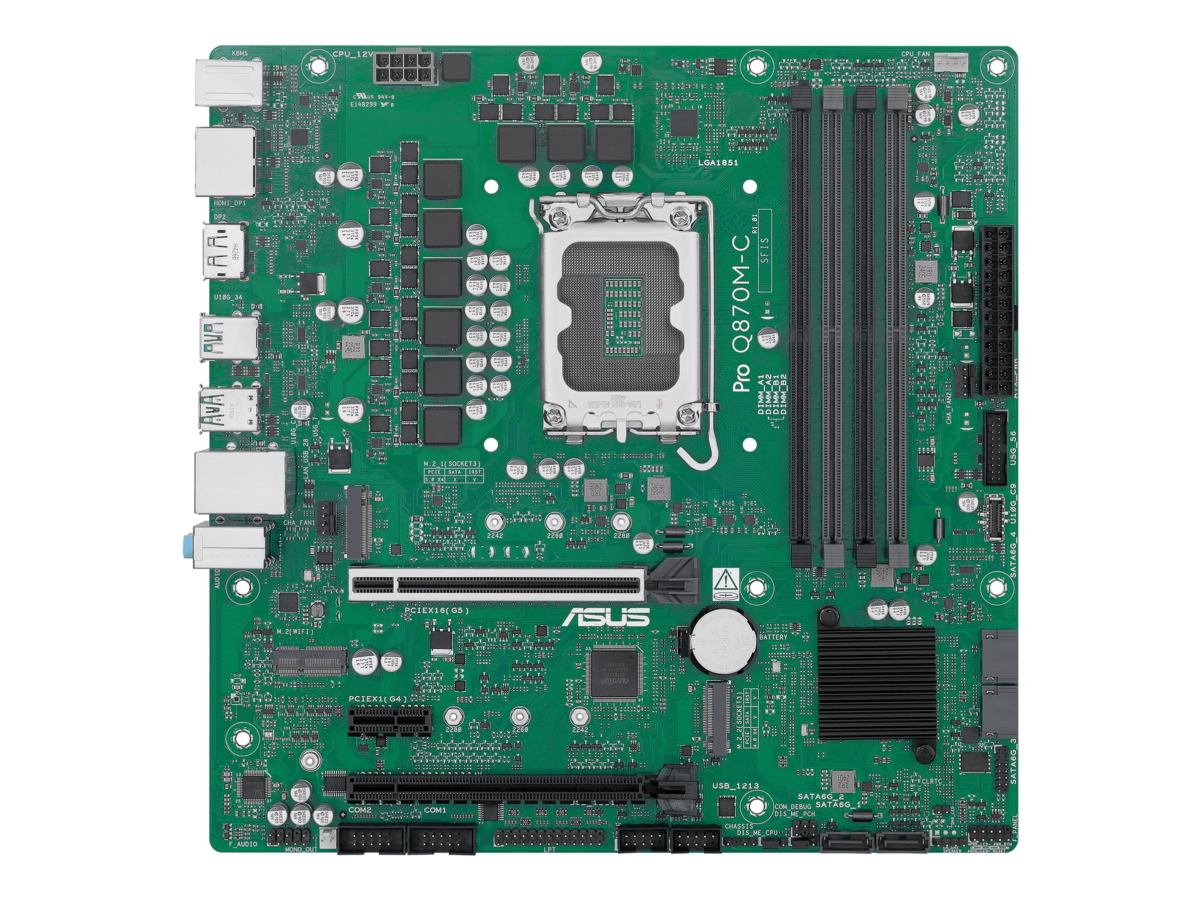 ASUS Pro Q870M-C-CSM - Motherboard - micro ATX - LGA1851 Sockel - Q870 Chipsatz - USB-C 3.2 Gen2, USB 3.2 Gen 1, USB 3.2 Gen 2 - Gigabit LAN - Onboard-Grafik (CPU erforderlich)