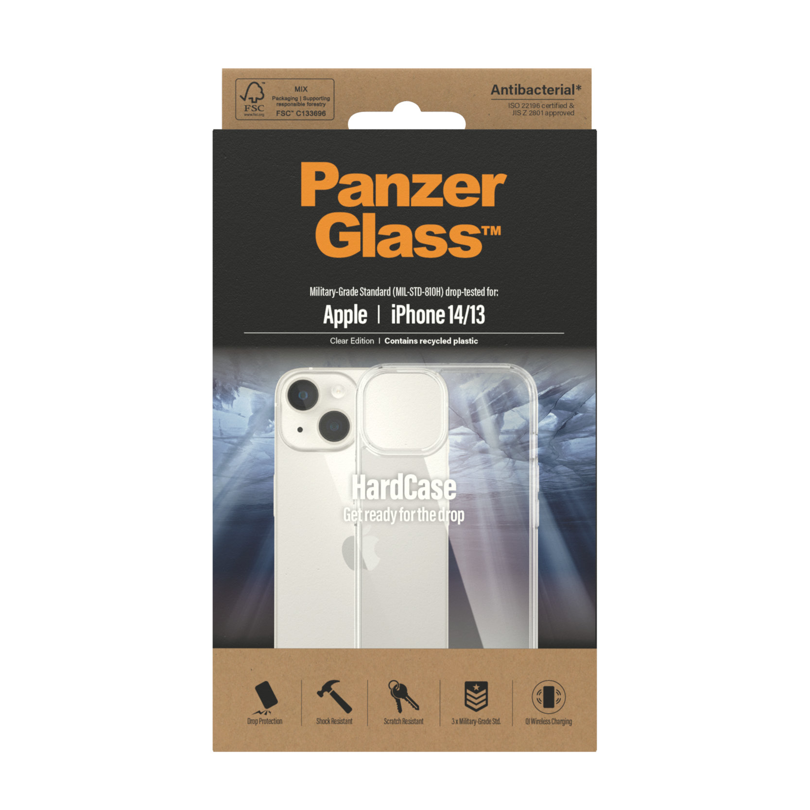 PanzerGlass HardCase - Hintere Abdeckung für Mobiltelefon - antibakteriell - Polycarbonat, 100 % recyceltes thermoplast, Ansicht 4