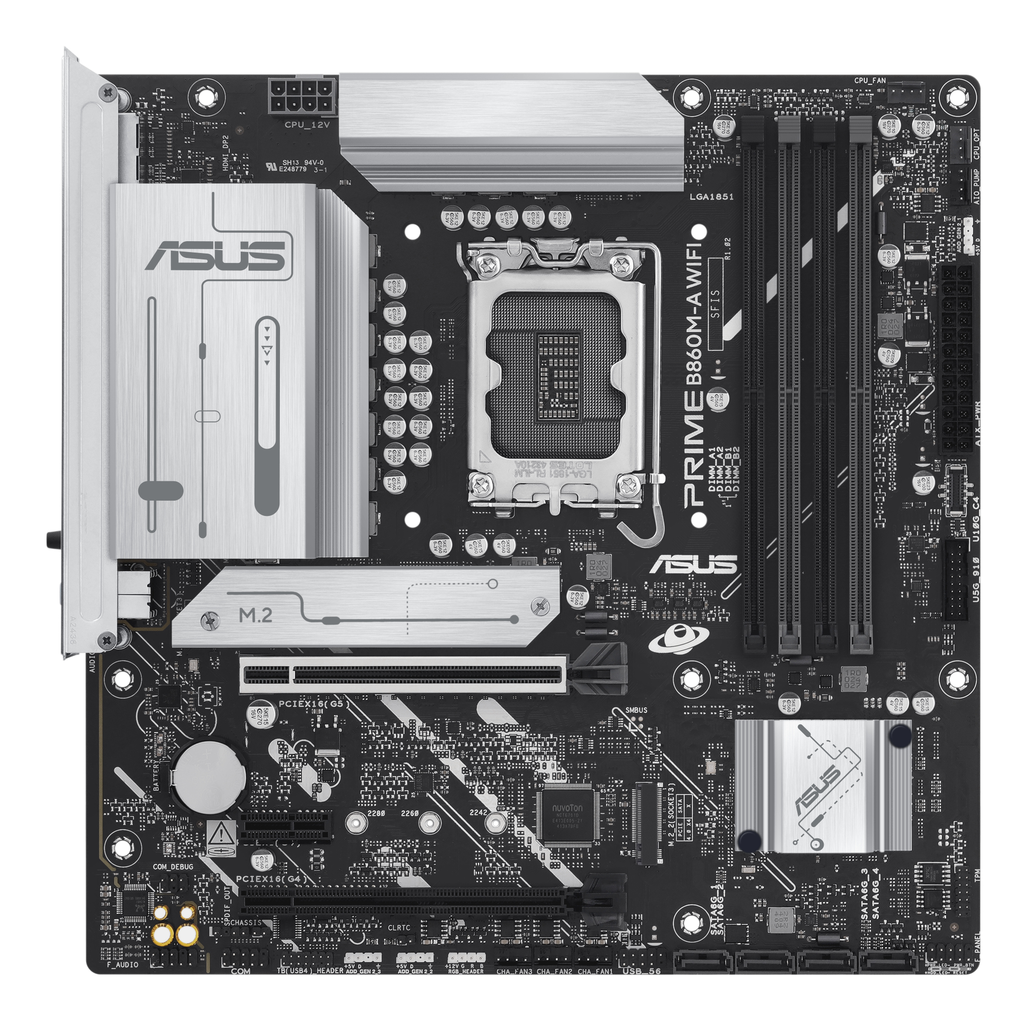 ASUS PRIME B860M-A WIFI - Motherboard - micro ATX - LGA1851-Sockel - B860 Chipsatz - Onboard-Grafik (CPU erforderlich), Ansicht 3