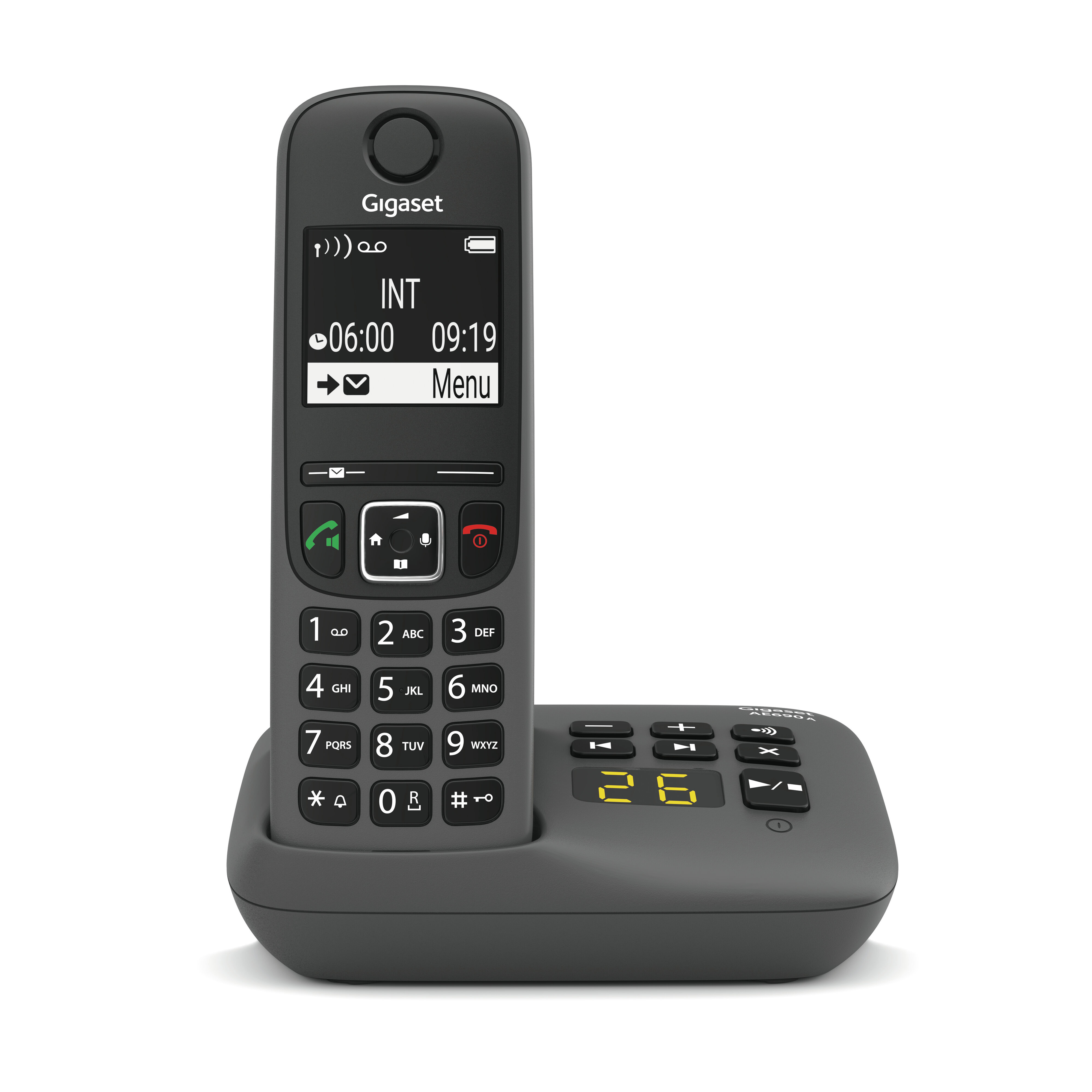 Gigaset AE690A, Analoges/DECT-Telefon, Kabelloses Mobilteil, Freisprecheinrichtung, 100 Eintragungen, Anrufer-Identifikation, Anthrazit Image