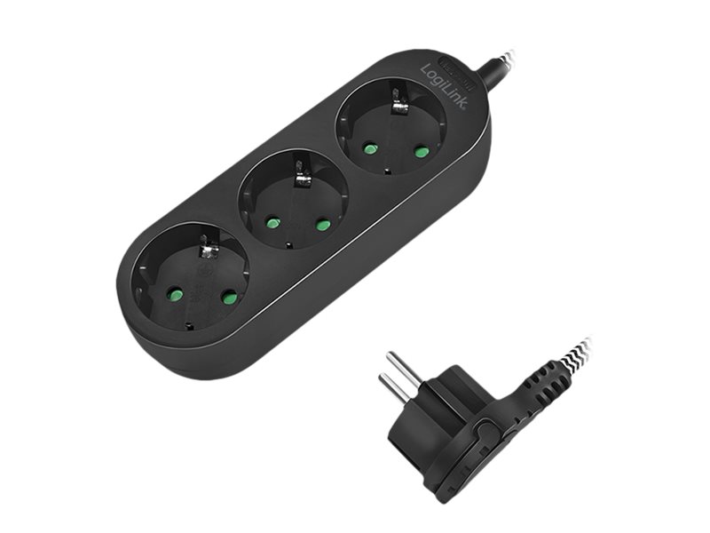 LogiLink Steckdosenleiste - Wechselstrom 250 V - 3680 Watt - Eingabe, Eingang CEE 7/4 - Ausgangsanschlüsse: 3 (3 x Stecker CEE 7/3)