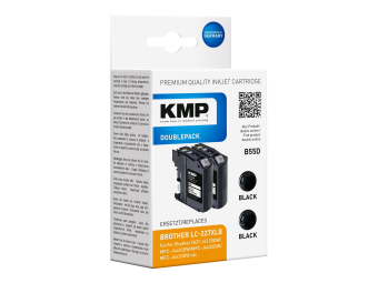 KMP DOUBLEPACK B55D - 2er-Pack - 25 ml - Schwarz - kompatibel - Tintenpatrone (Alternative zu: Brother LC-227XLBK)