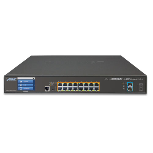 Vorschau: Planet GS-5220-16UP2XVR - Managed - L2+ - Gigabit Ethernet (10/100/1000) - Power over Ethernet (PoE) - Rack-Einbau - 1.25U