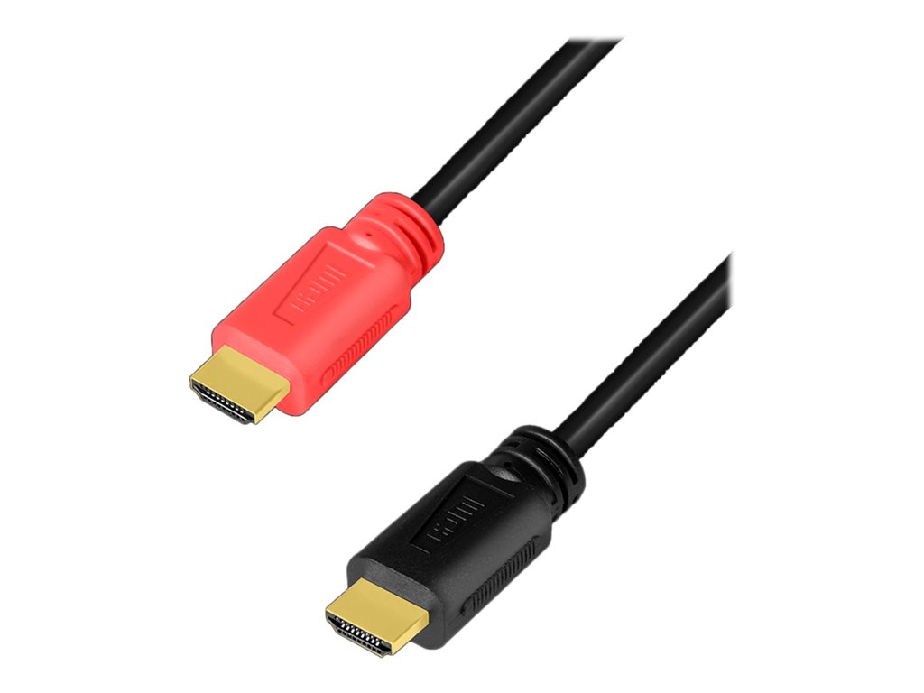 LogiLink Premium High Speed - HDMI-Kabel - HDMI männlich zu HDMI männlich - 15 m - Dreifachisolierung - Schwarz, Rot - aktiv, Unterstützung für 4K60Hz (3840 x 2160)