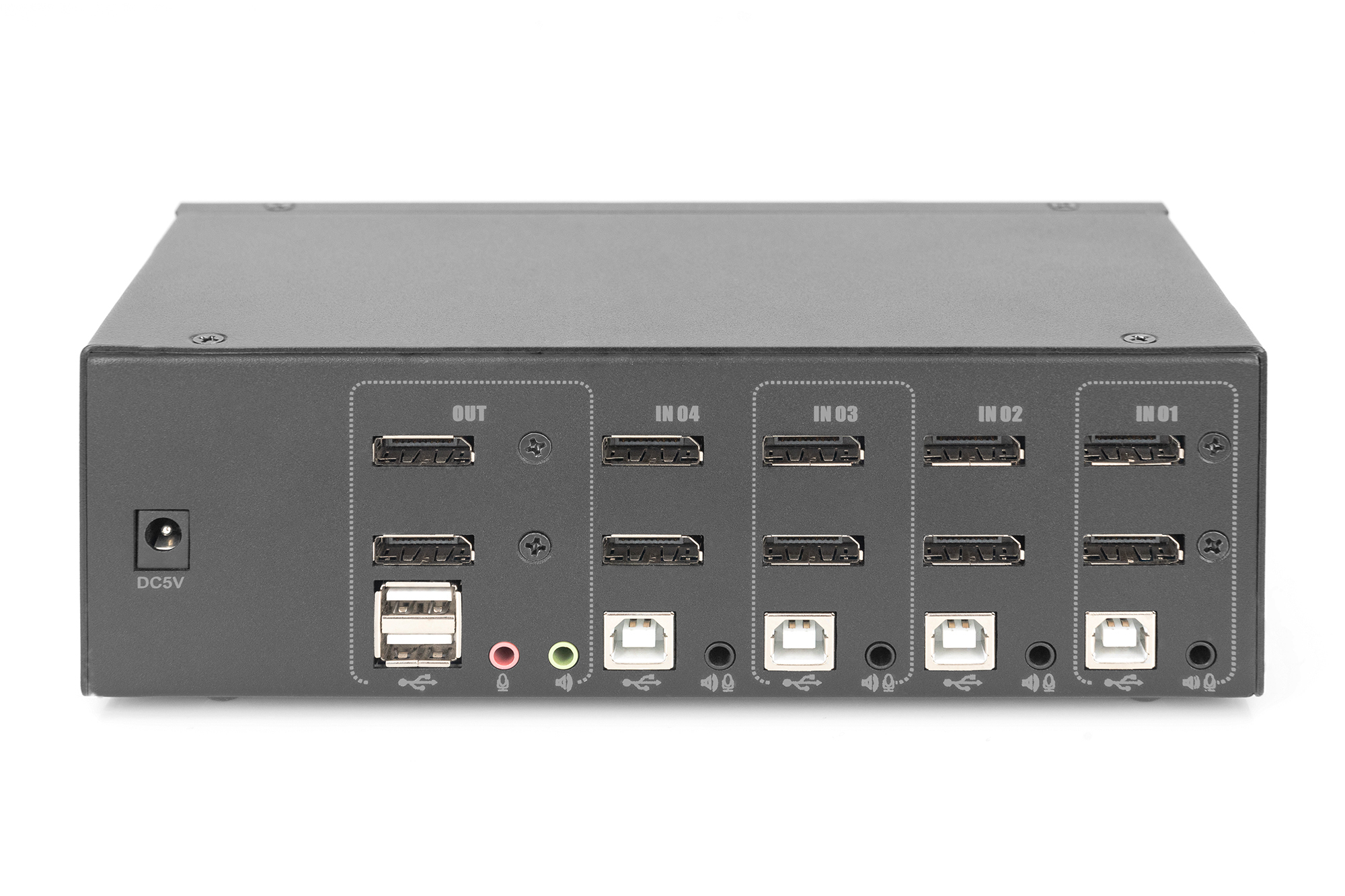 DIGITUS KVM Switch - 4 Port - Dual Display - 4K - DisplayPort® - 3840 x 2160 Pixel - 4K Ultra HD - Schwarz, Ansicht 4