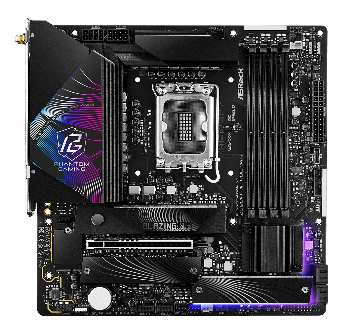 ASRock Phantom Gaming Z890M RIPTIDE WIFI - Motherboard - micro ATX - LGA1851-Sockel - Z890 Chipsatz - USB4, Ansicht 3