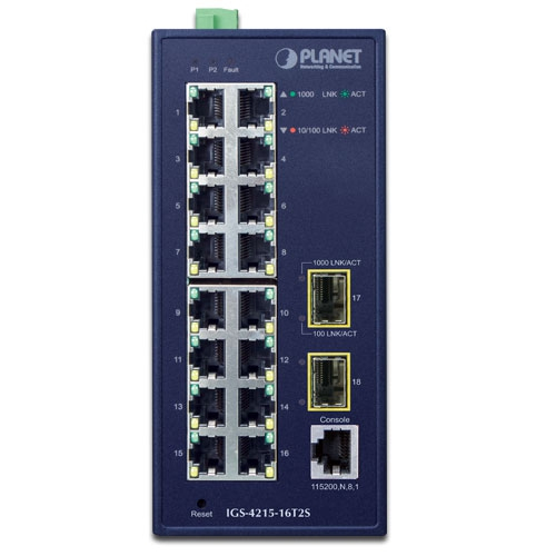 Planet IGS-4215-16T2S - Switch - managed - 16 x 10/100/1000 + 2 x Gigabit SFP, Ansicht 4
