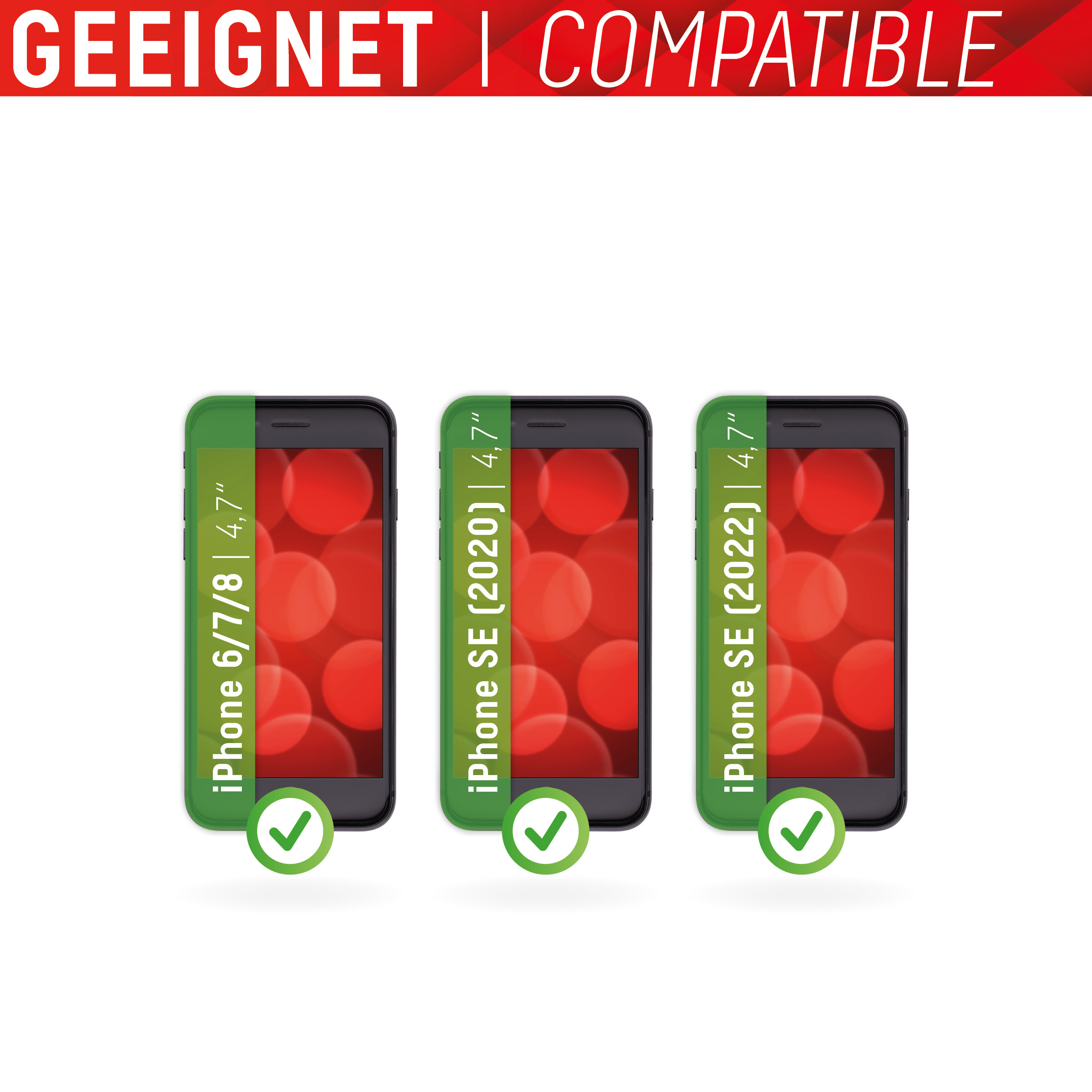 E.V.I. DISPLEX Real Glass - Bildschirmschutz für Handy - 2D - für Apple iPhone 6, 6s, 7, 8, SE (2. Generation), Ansicht 2