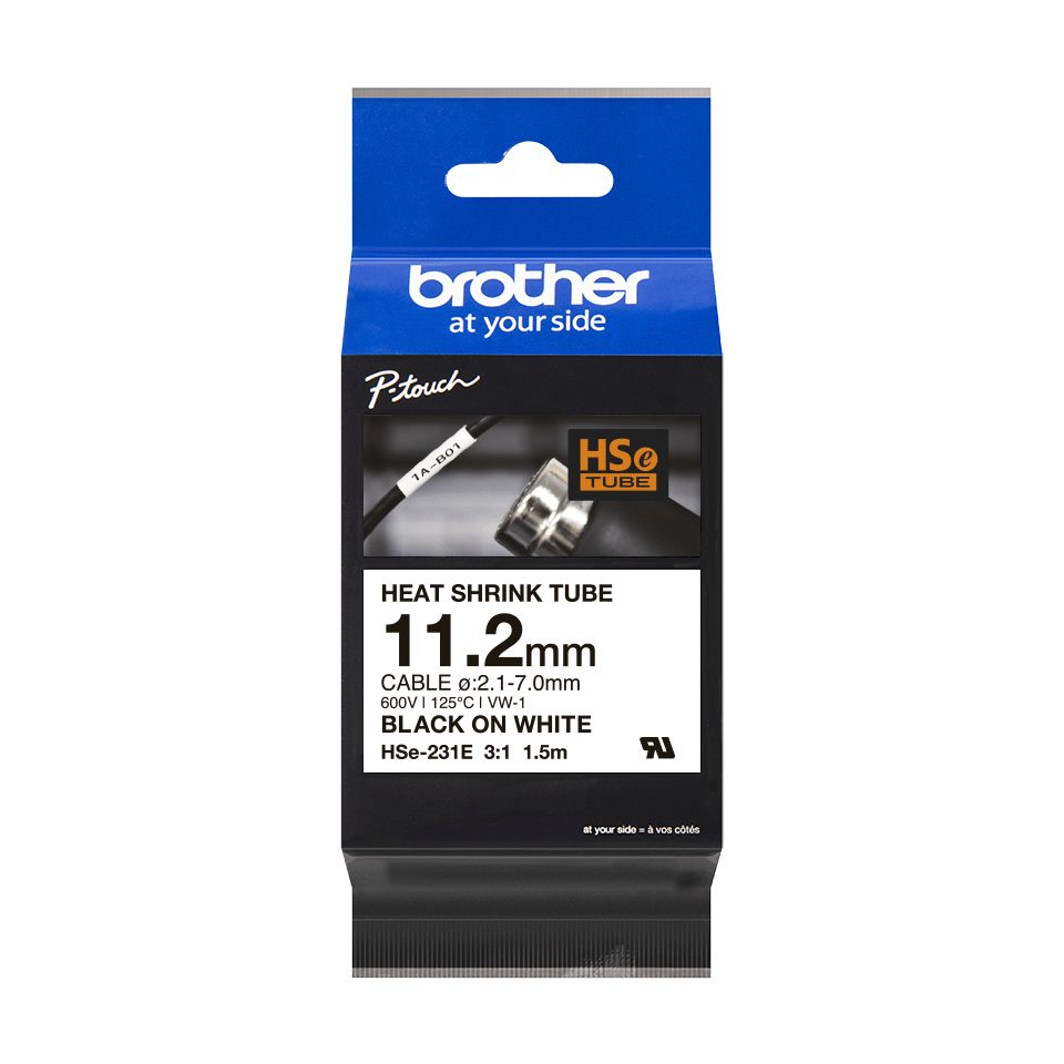 Brother HSe-231E - Schwarz auf Weiß - Rolle (1,12 cm x 1,5 m), Ansicht 2