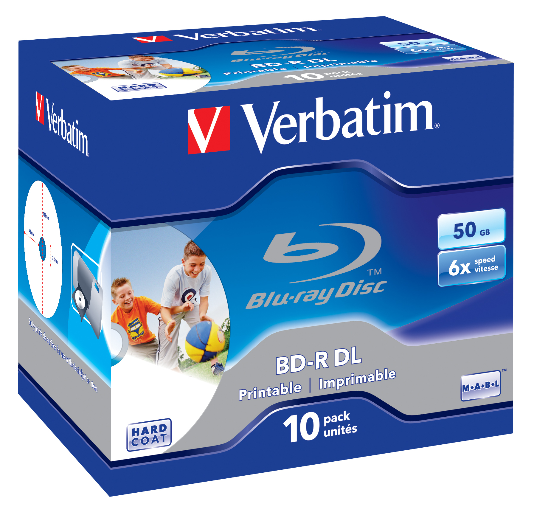 Verbatim 10 x BD-R DL - 50 GB 6x - mit Tintenstrahldrucker bedruckbare Oberfläche - Jewel Case (Schachtel), Ansicht 2