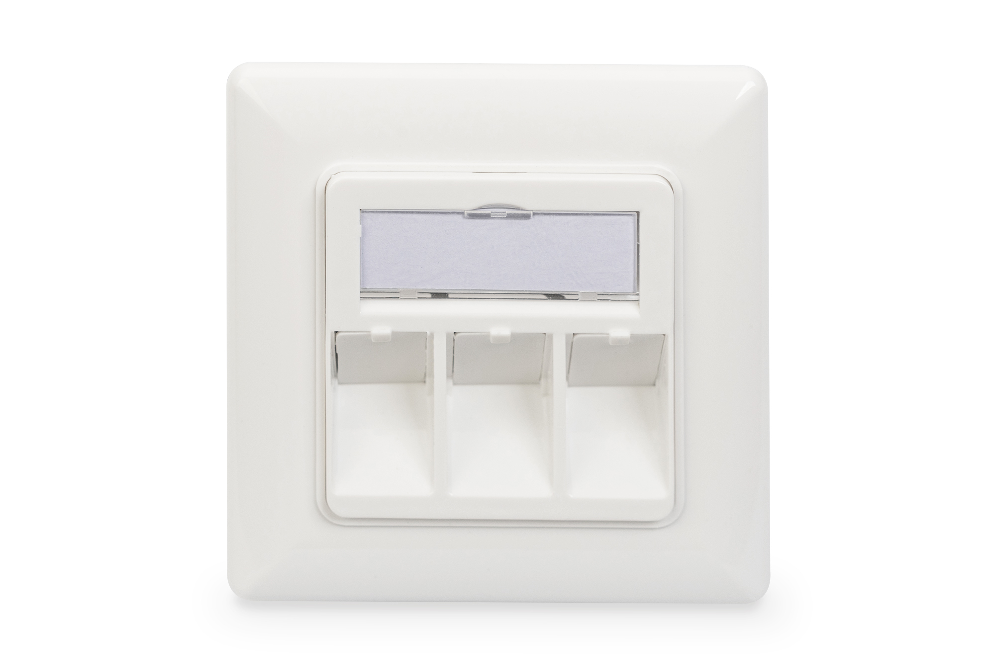 DIGITUS Leerdose für Keystone Module, Rahmen 80x80 mm + Zentralplatte 50x50 mm, Ansicht 3
