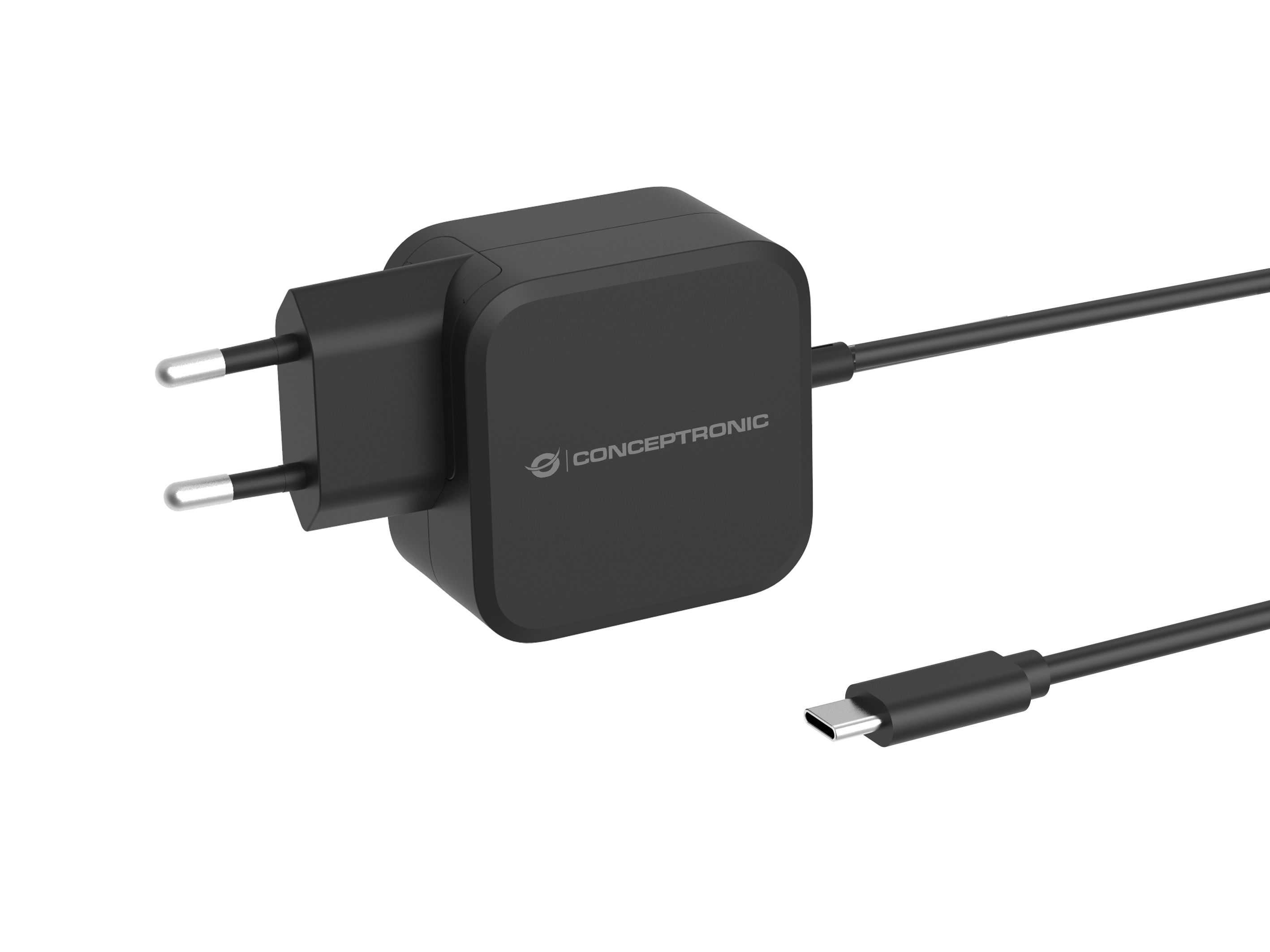 Conceptronic OZUL04BE 67W GaN USB-PD-Ladegerät - Eingebautes USB-C-Kabel - Drinnen - AC - 21 V - 1,8 m - Schwarz, Ansicht 4