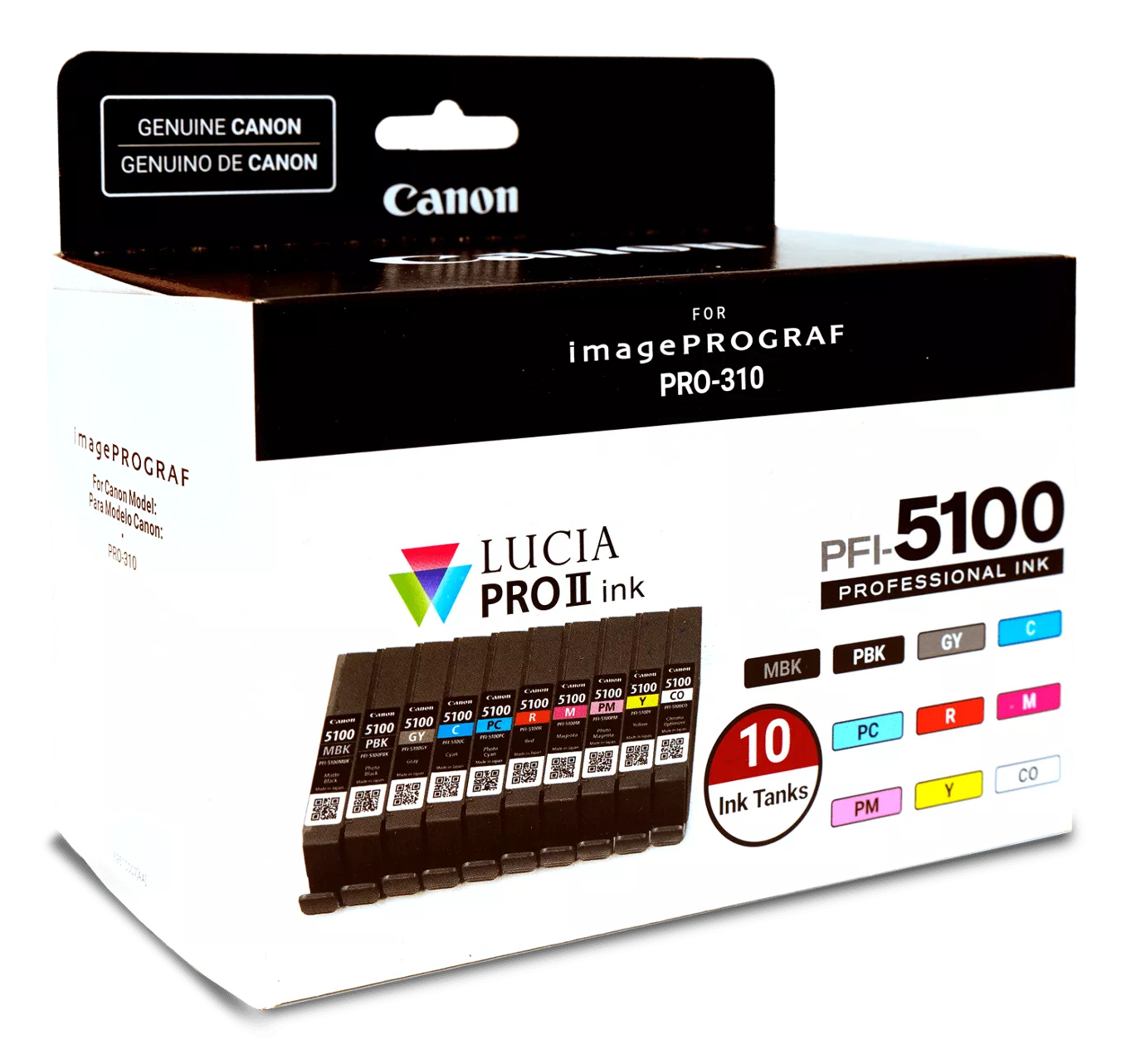 Canon PFI-5100 Multipack, Standardertrag, Cyan, Mattschwarz, Schwarz, 14,4 ml, 14,4 ml, 10 Stück(e), Ansicht 3
