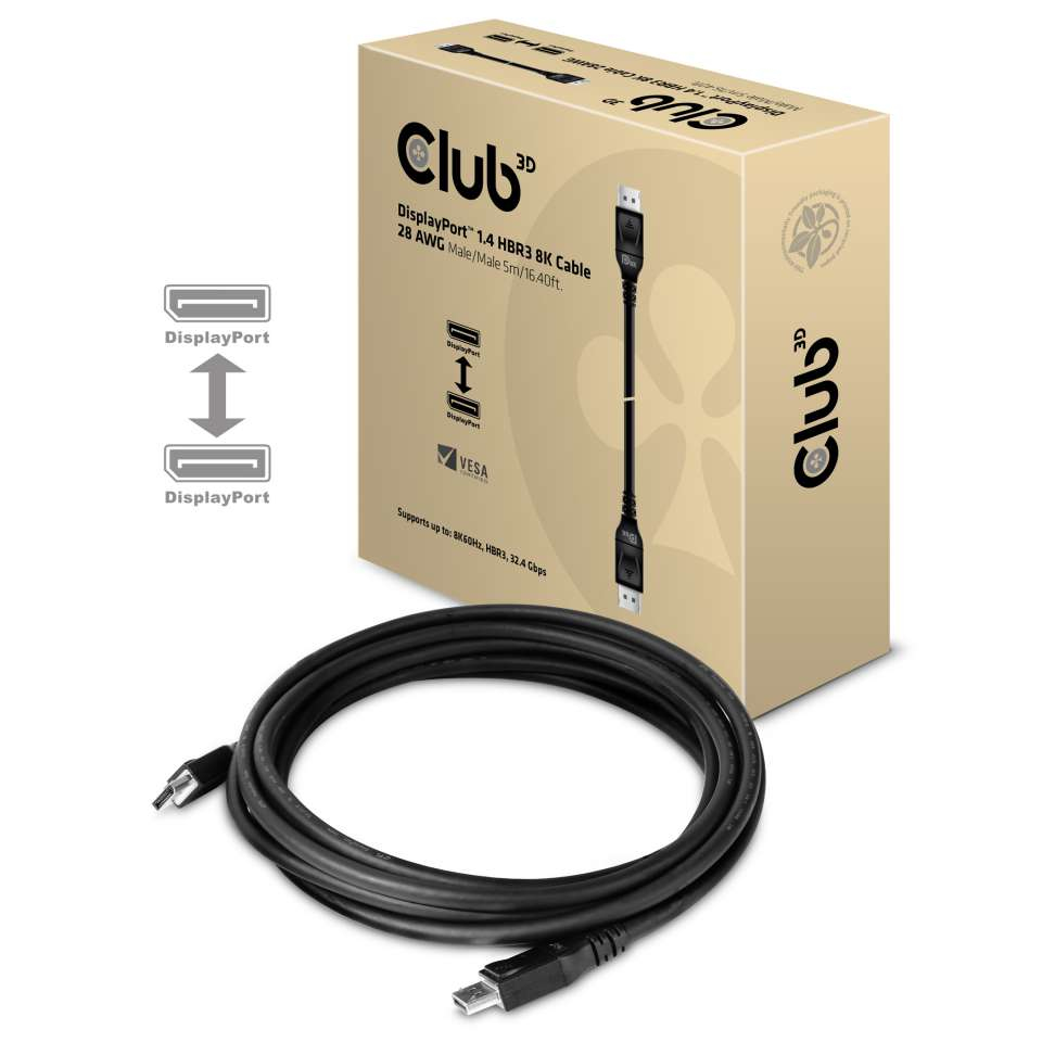 Club 3D DisplayPort-Kabel - DisplayPort (M) - eingerastet zu DisplayPort (M) eingerastet - DisplayPort 1.4 - 5 m, Ansicht 2