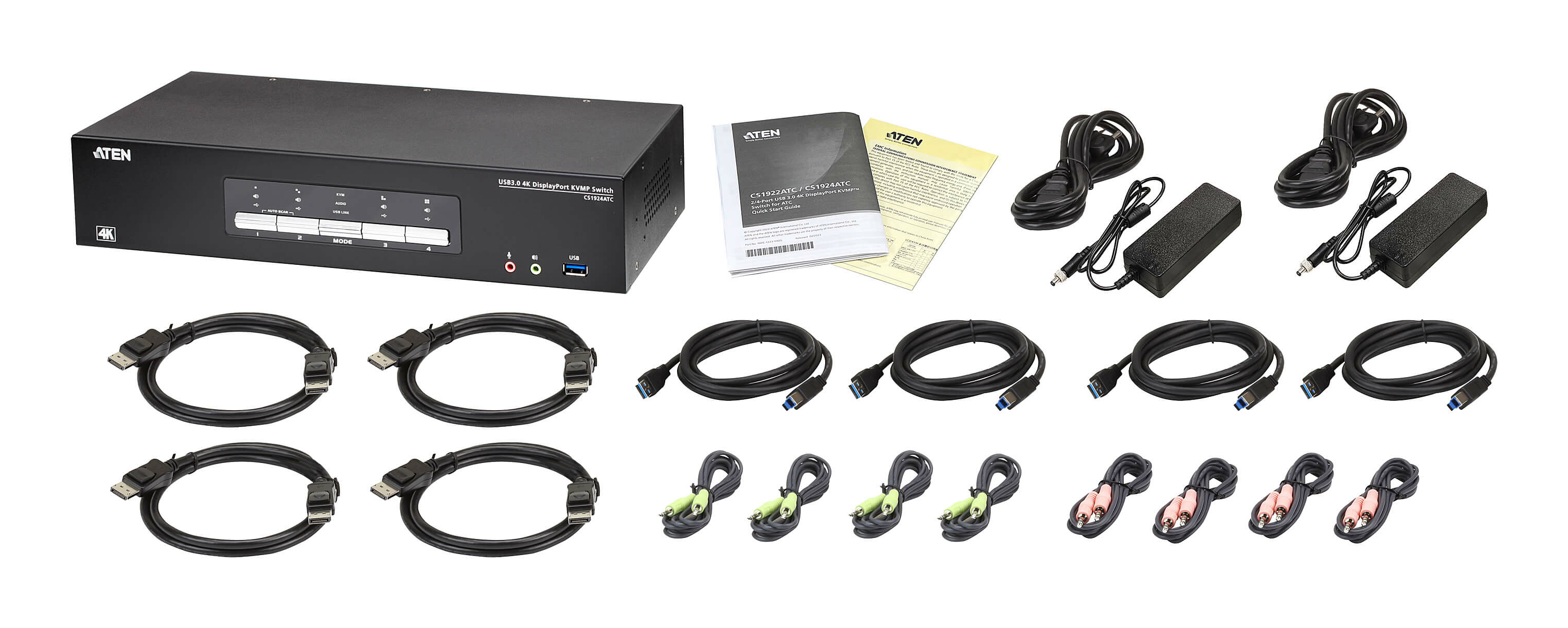 ATEN 4-Port USB True 4K DisplayPort KVM Switch - KVM-Umschalter - 4-Port, Ansicht 3