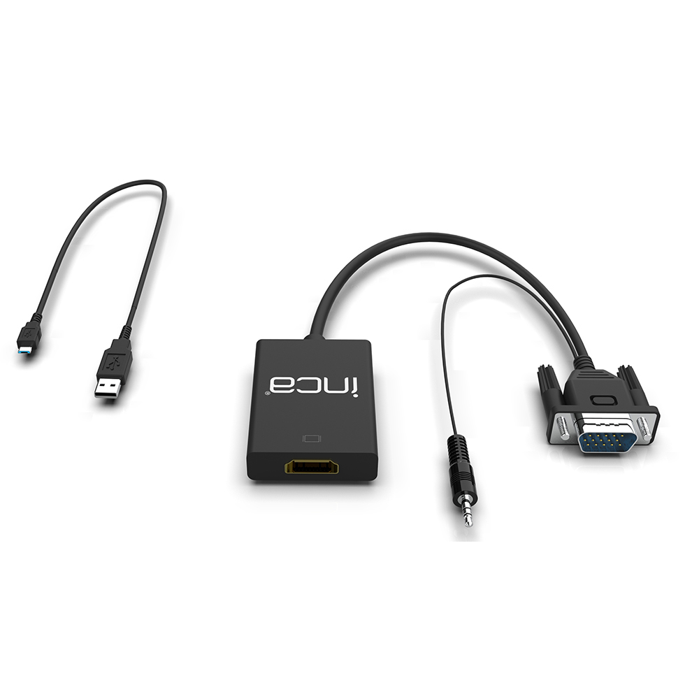 INCA IVTH-02 - 0,2 m - HDMI Typ A (Standard) - VGA (D-Sub) - Männlich - Männlich - Weiß, Ansicht 4