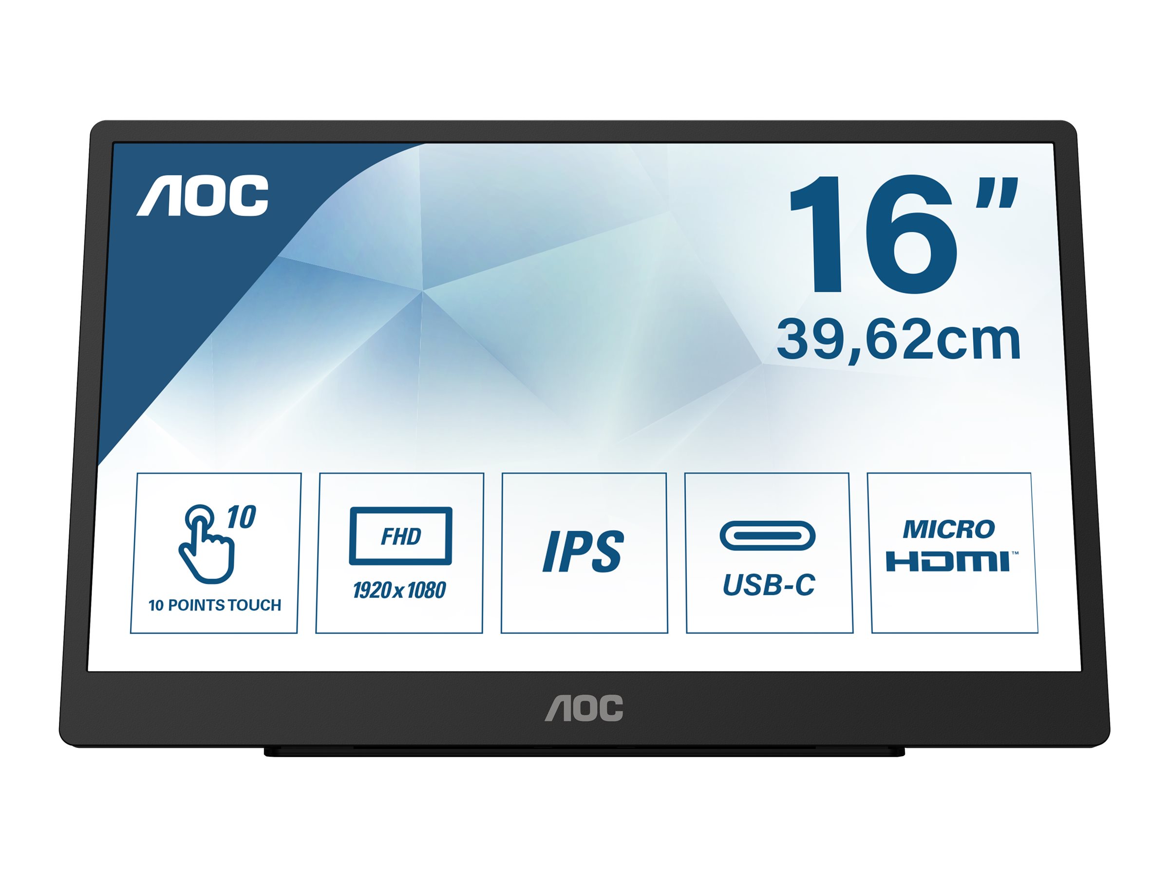 AOC 16T2 - LED-Monitor - 40.6 cm (16") (15.6" sichtbar) - tragbar - Touchscreen - 1920 x 1080 Full HD (1080p)
