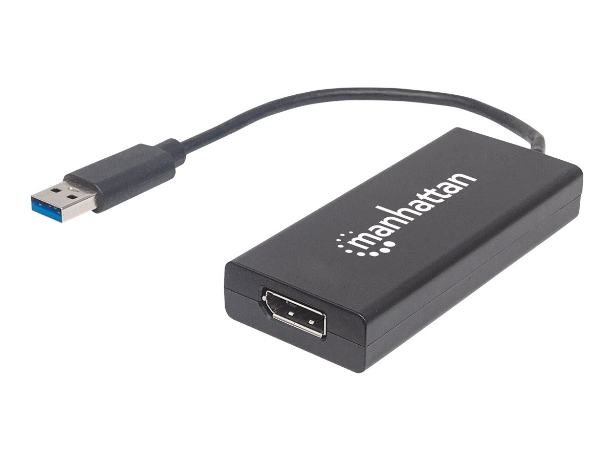 Manhattan USB-A to DisplayPort Adapter, 4K, Male to Female, 5 Gbps (USB 3.2 Gen1 aka USB 3.0)