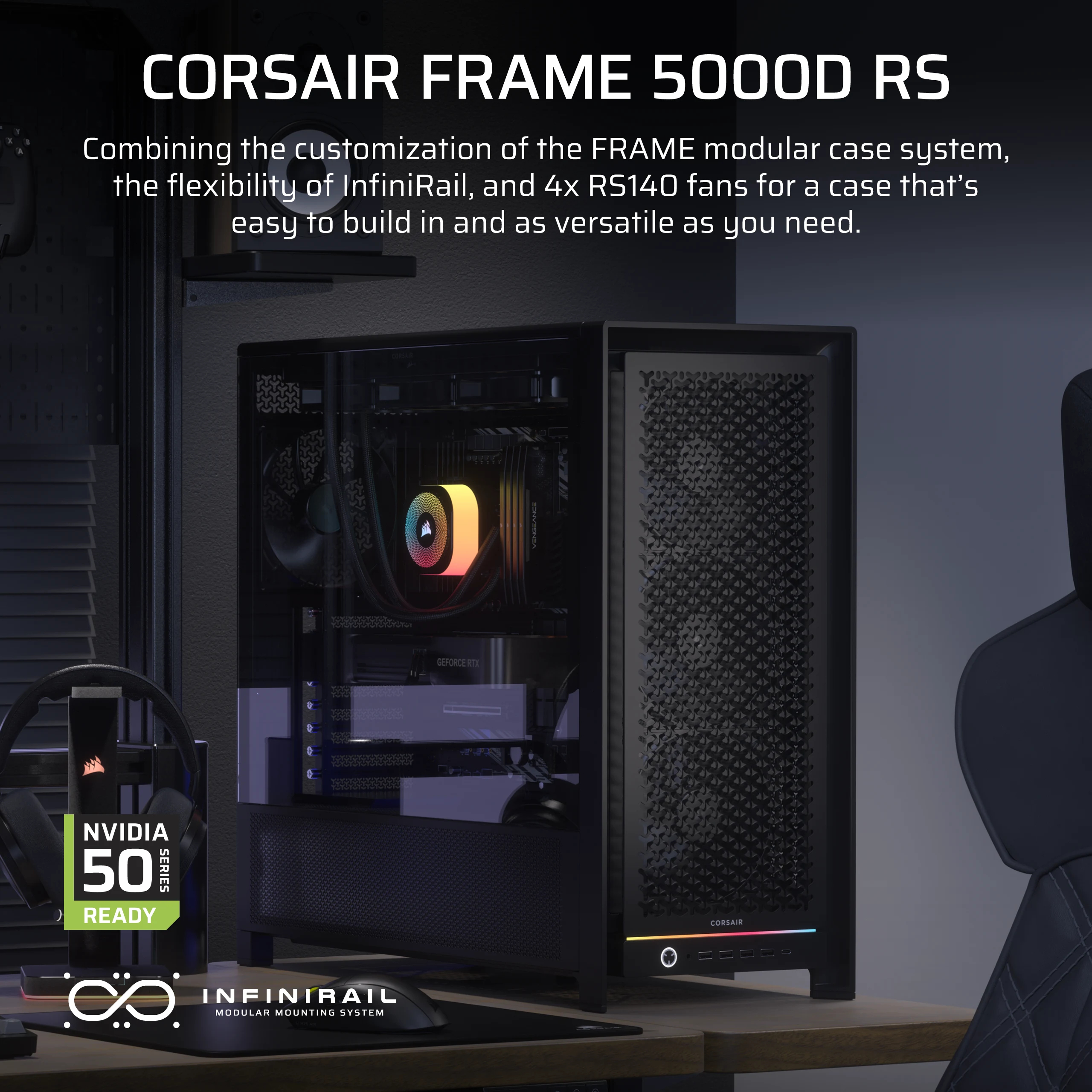 Corsair Geh Midi Frame 5000D Airflow Case Black - Tower - ATX, Ansicht 4