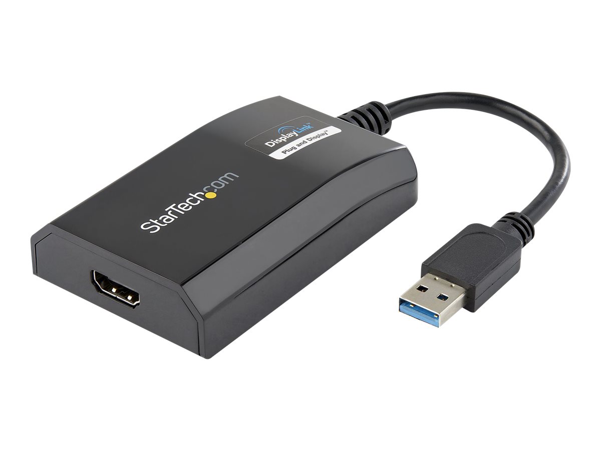 StarTech.com USB 3.0 auf HDMI Adapter / Konverter - Externe Monitor Grafikkarte für Mac und PC - DisplayLink Zertifiziert - HD 1080p - Adapterkabel - USB Typ A männlich zu HDMI weiblich - 16 cm - Schwarz - 1920 x 1200 (WUXGA)