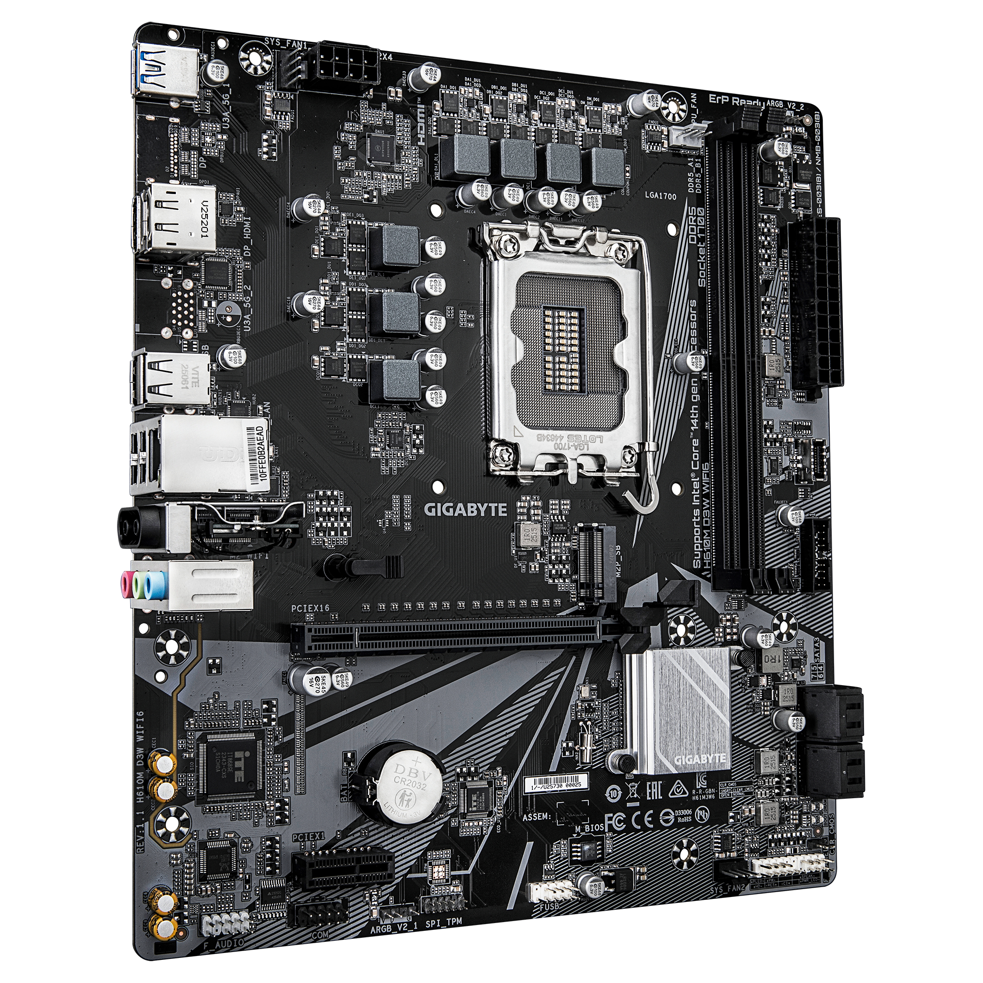 Gigabyte H610M D3W WF6 H610 S1700 mATX DDR5 - Mainboard - Intel Sockel 1700 (Core i), Ansicht 4