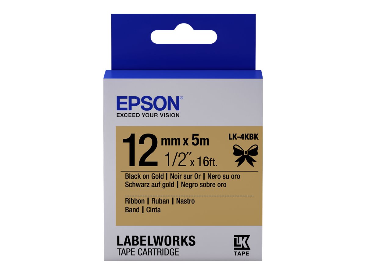 Epson LabelWorks LK-4KBK - Schwarz auf Gold - Rolle (1,2 cm x 5 m) 1 Kassette(n) Etikettenband - für LabelWorks LW-1000, 300, 400, 600, 700, 900, K400, Z5000, Z5010, Z700, Z710, Z900