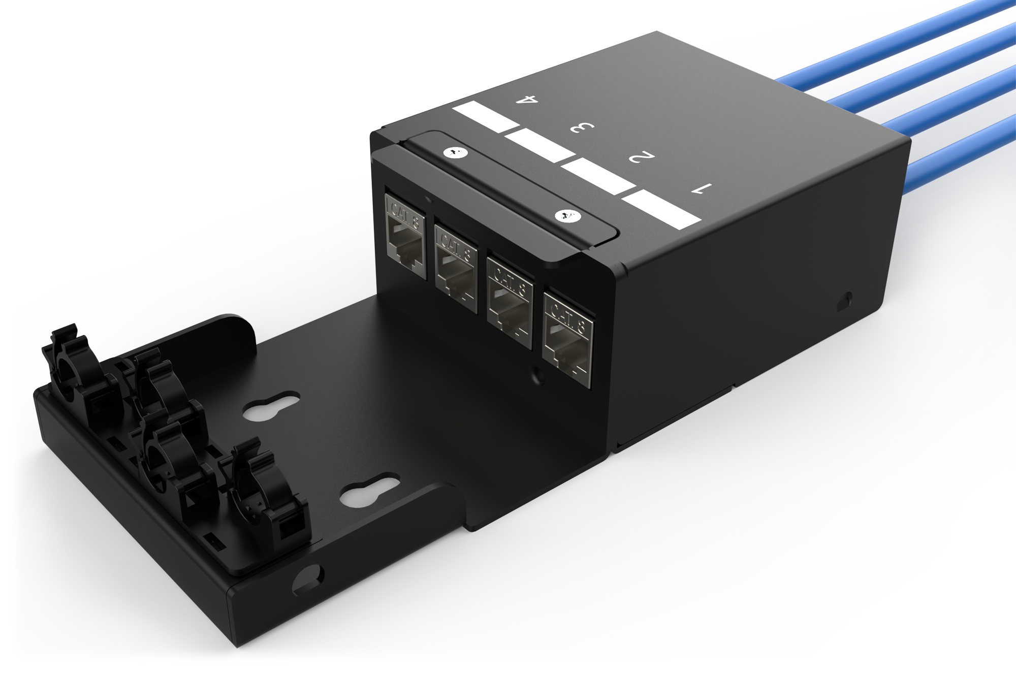 DIGITUS Konsolidierungspunkt-Box, 4 Ports Keystone-Module mit intelligentem Kabelmanager, Ansicht 4