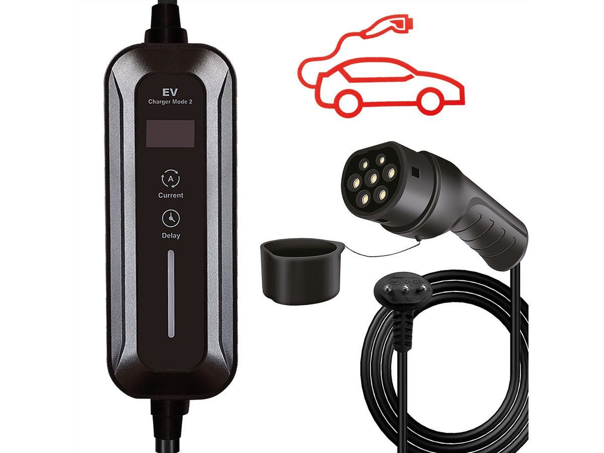 ROLINE Tragb. Ladegerät Mode2 EV (2.3kW 1-Ph.) 3P ITA Stecker&Typ2 Stecker, 7.5m, Ansicht 2