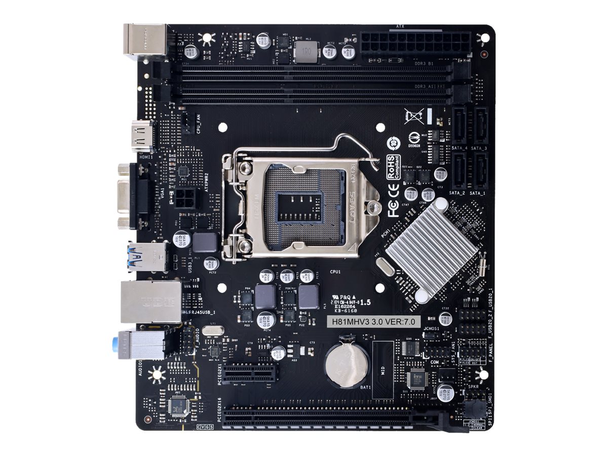 Biostar H81MHV3 3.0 - Motherboard - micro ATX - LGA1150-Sockel - H81 Chipsatz - USB 3.2 Gen 1 - Gigabit LAN - Onboard-Gr