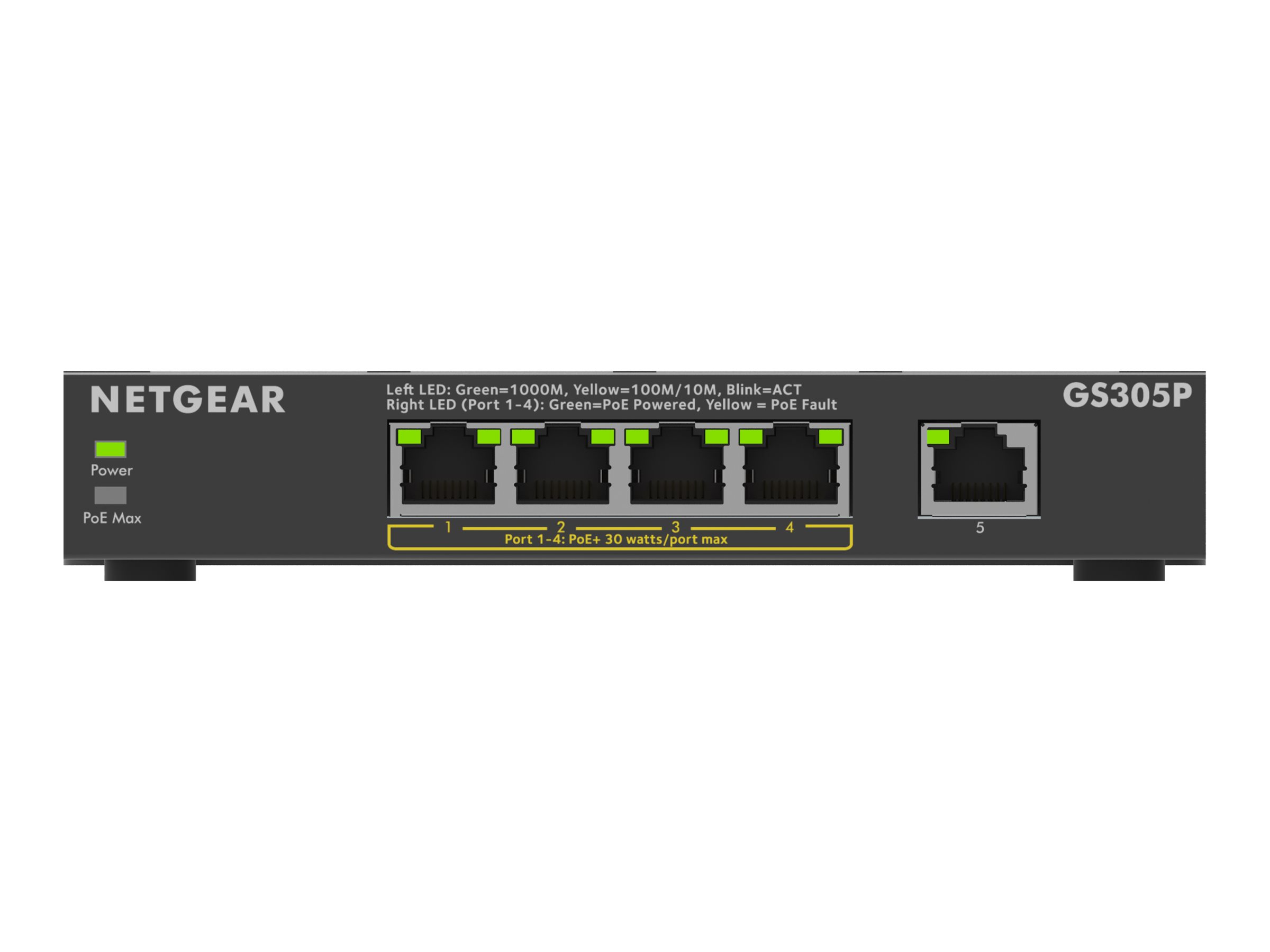 Netgear 300 Series GS305P - Version 3 - Switch - SOHO - unmanaged - 5 x 101001000 (4 PoE+)