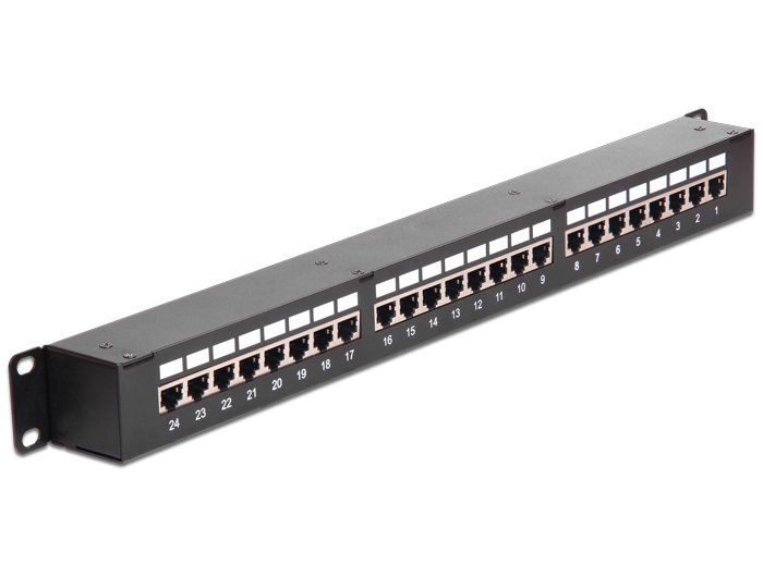 Delock Patch-Panel mit Kopplern - RJ-45 X 24 - Schwarz - 1U - 48.3 cm (19), Ansicht 3