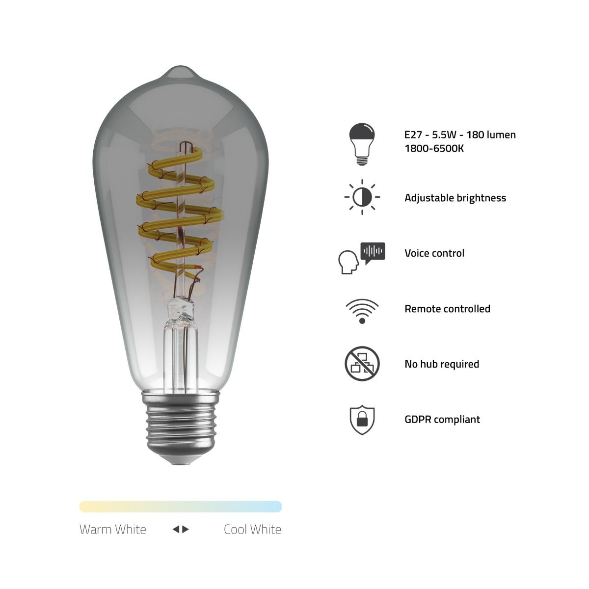 Hombli Smart - Glühbirne mit LED-Filament - Form: ST64, Ansicht 3