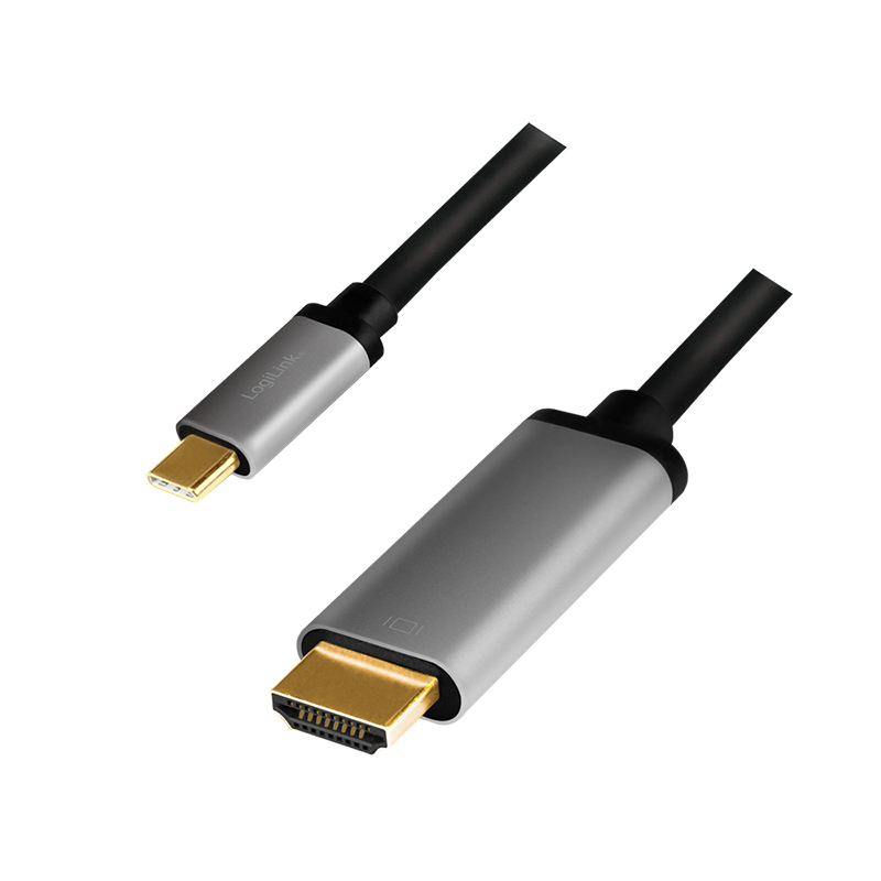 LogiLink Adapterkabel - HDMI männlich zu 24 pin USB-C männlich - 1.8 m - Dreifachisolierung - Schwarz - 4K 60 Hz, Ansicht 2