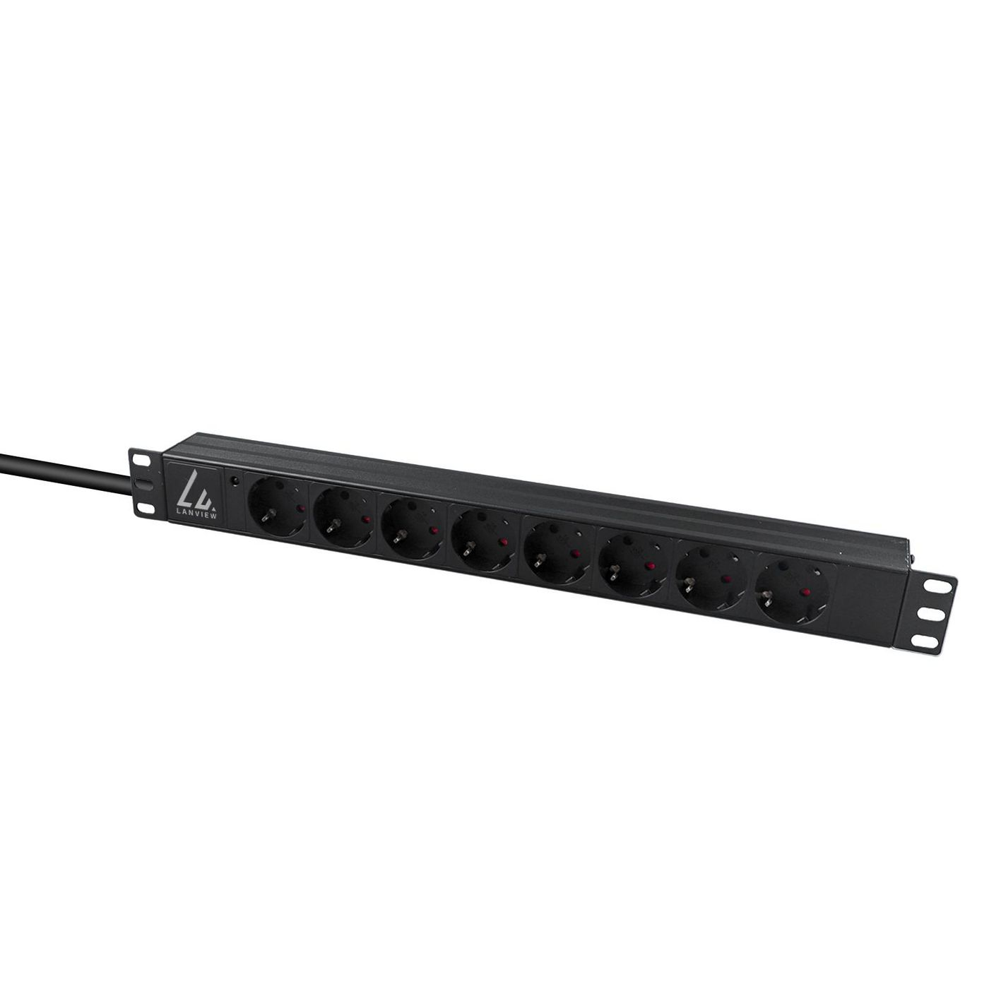 Lanview 19'' rack mount power strip 16A with 8 x Schuko type - Rackbefestigung, Ansicht 3