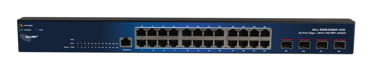 ALLNET Switch smart managed Layer2• 24x GbE• 4x SFP+• 19• Lüfterlos• - Switch - 1 Gbps, Ansicht 3