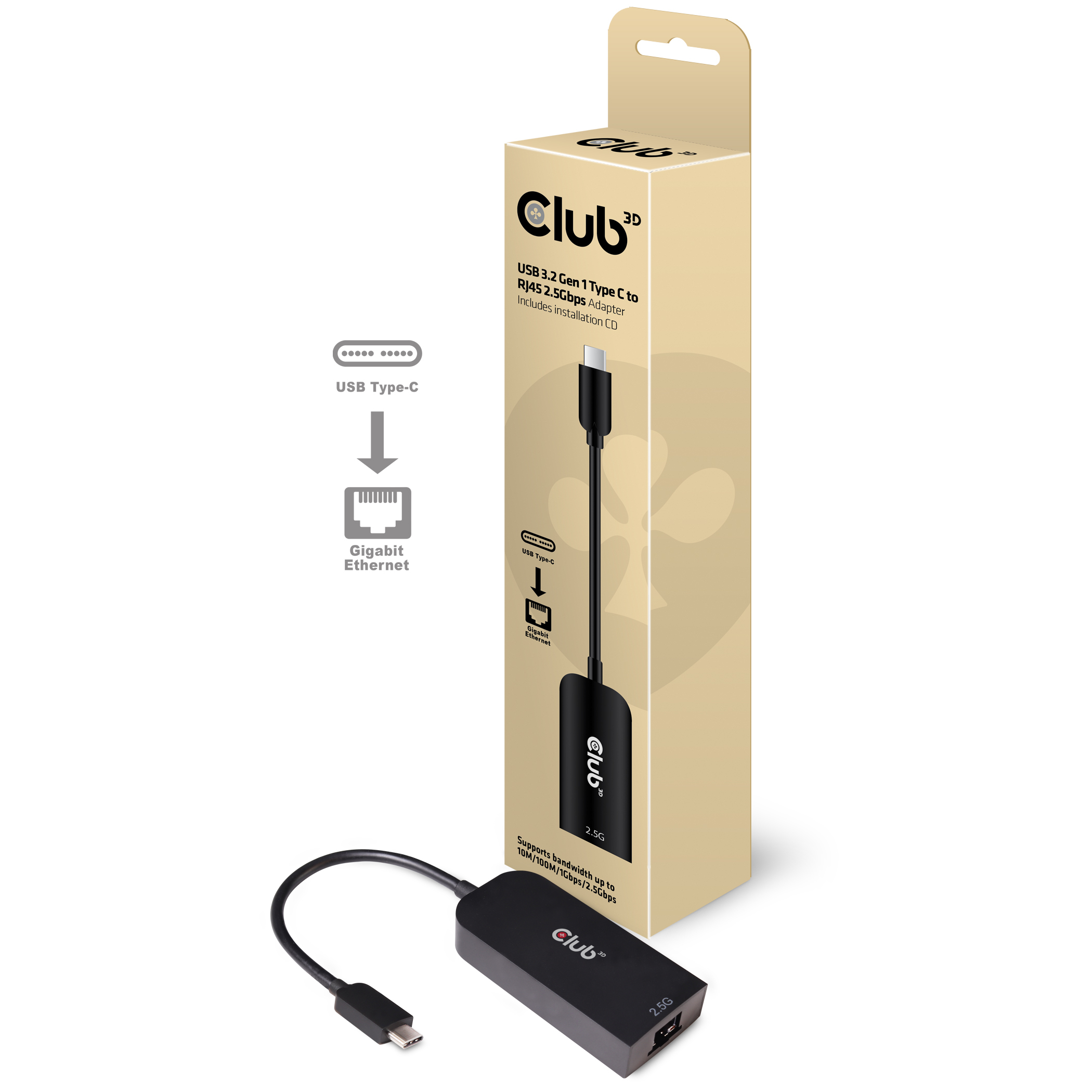 Club 3D Netzwerkadapter - USB-C 3.2 Gen 1, Ansicht 2