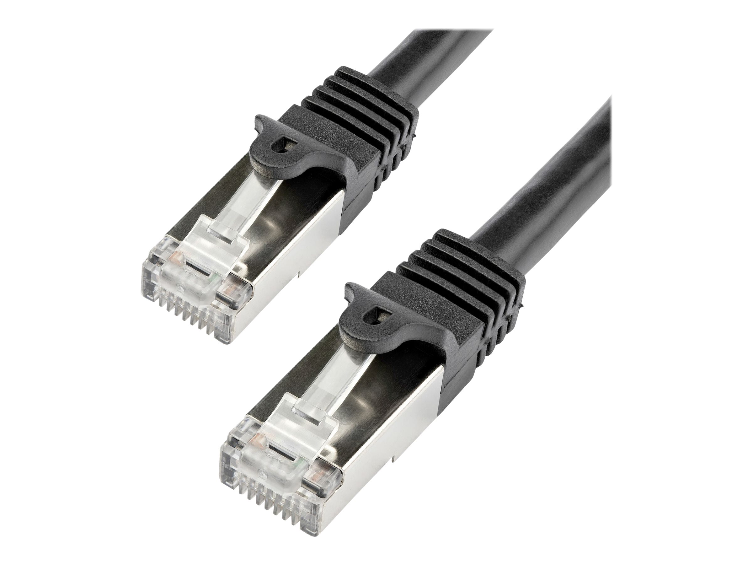 StarTech.com Startech 1m CAT6 Ethernet Cable, 10 Gigabit Shielded Snagless RJ45 100W PoE Patch Cord, CAT 6 10GbE SFTP Network Cable w/Strain Relief, Black, Wiring is UL Certified/TIA - Category 6 - 26AWG (N6SPAT1MBK)
