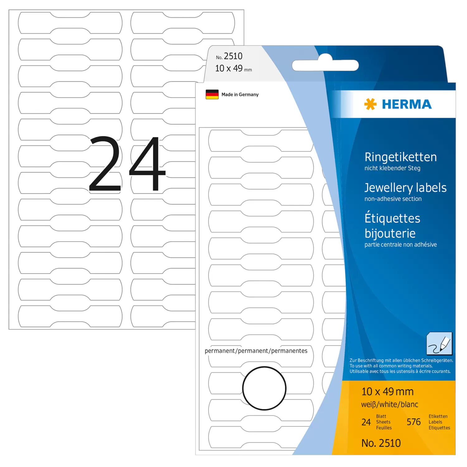 HERMA Papier - selbstklebend - weiß - 10 x 49 mm 600 Etikett(en) (25 Bogen x 24), Ansicht 2