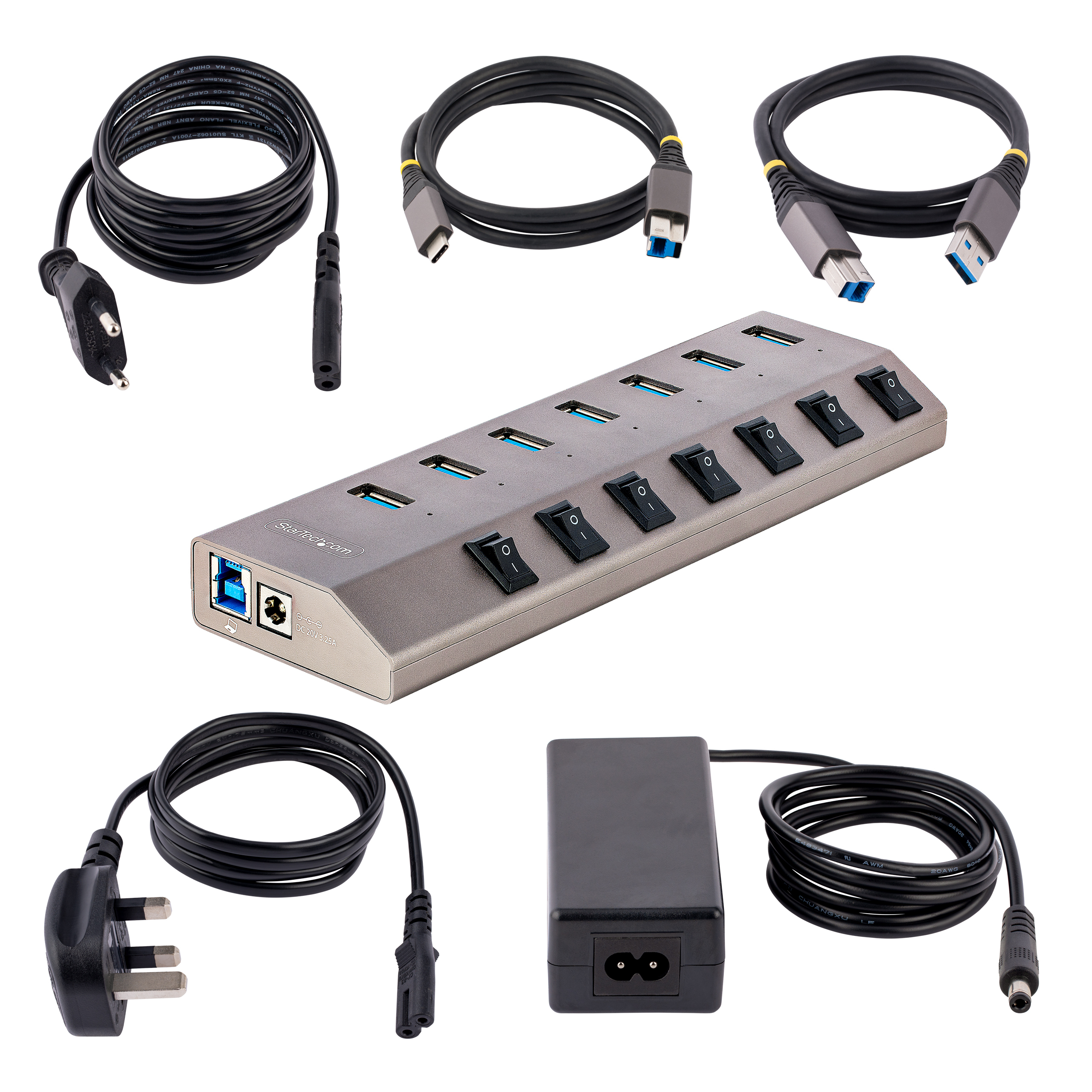 StarTech.com 7-Port Self-Powered USB-C Hub with Individual On/Off Switches, USB 3.0 5Gbps Expansion Hub, Ansicht 2
