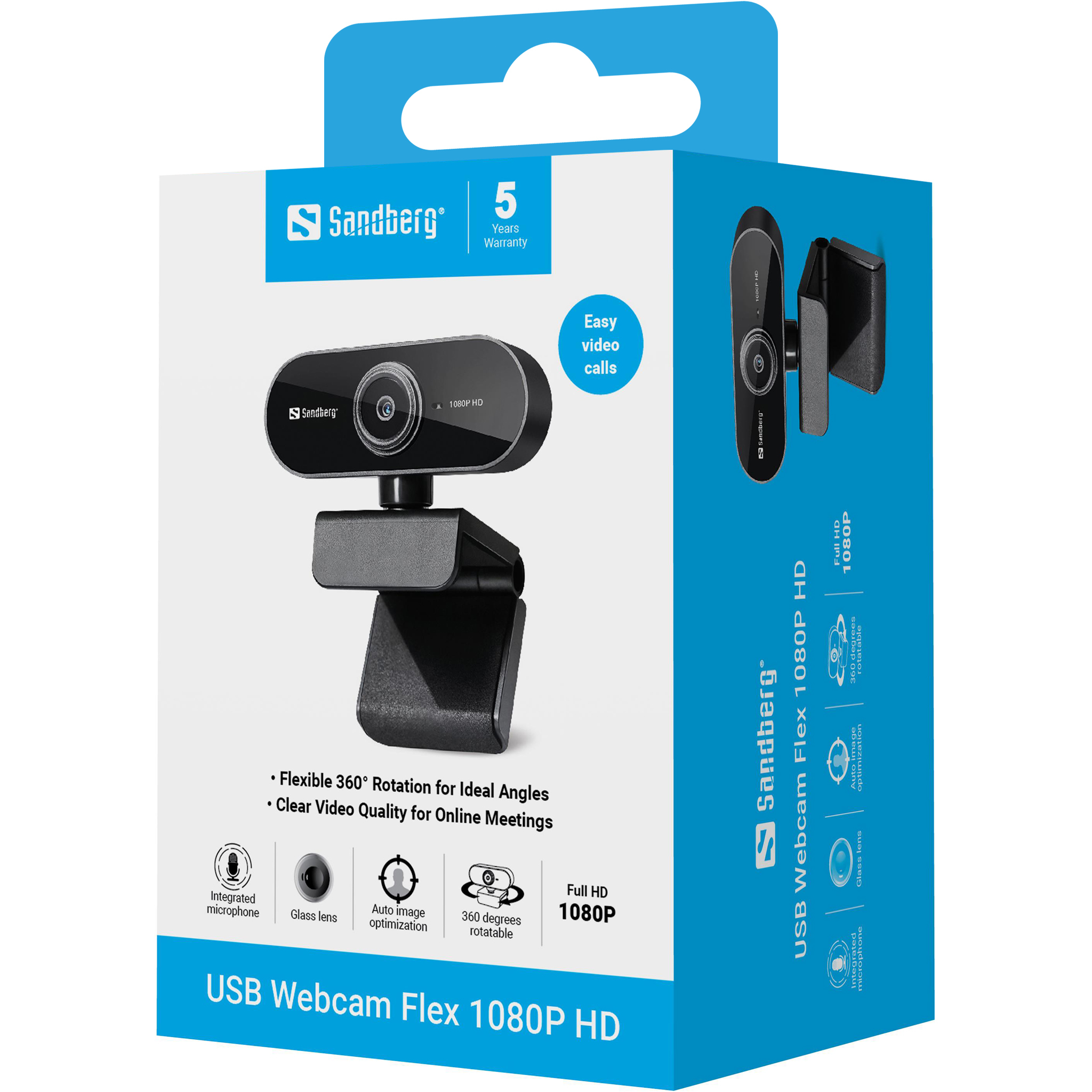SANDBERG USB Webcam Flex - Webcam - Farbe - 2 MP, Ansicht 2
