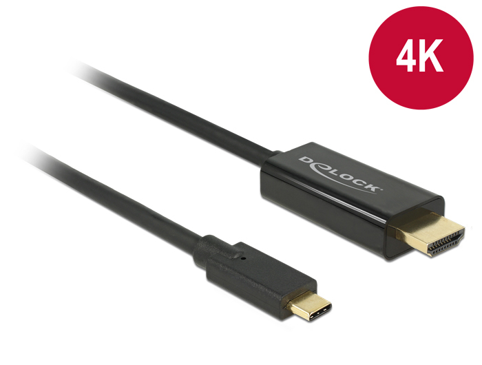 Delock 85258, 1 m, USB Typ-C, HDMI, Männlich, Männlich, Gold