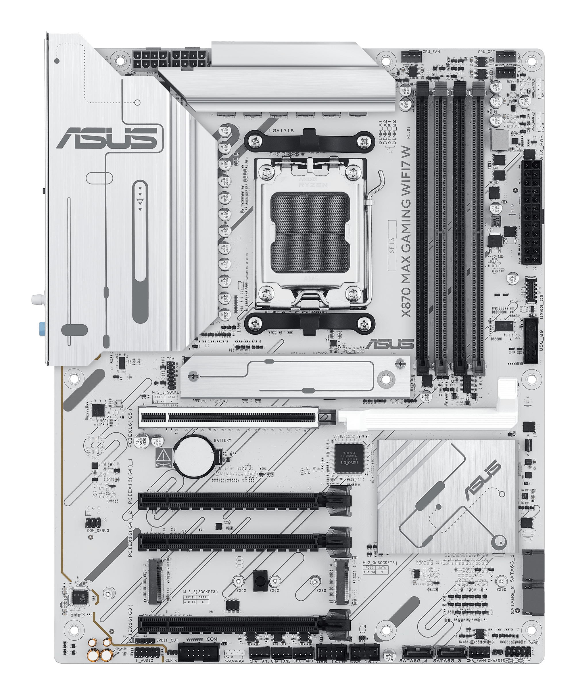 ASUS X870 MAX GAMING WIFI7 W - Motherboard - ATX - Socket AM5 - AMD X870 Chipsatz, Ansicht 3