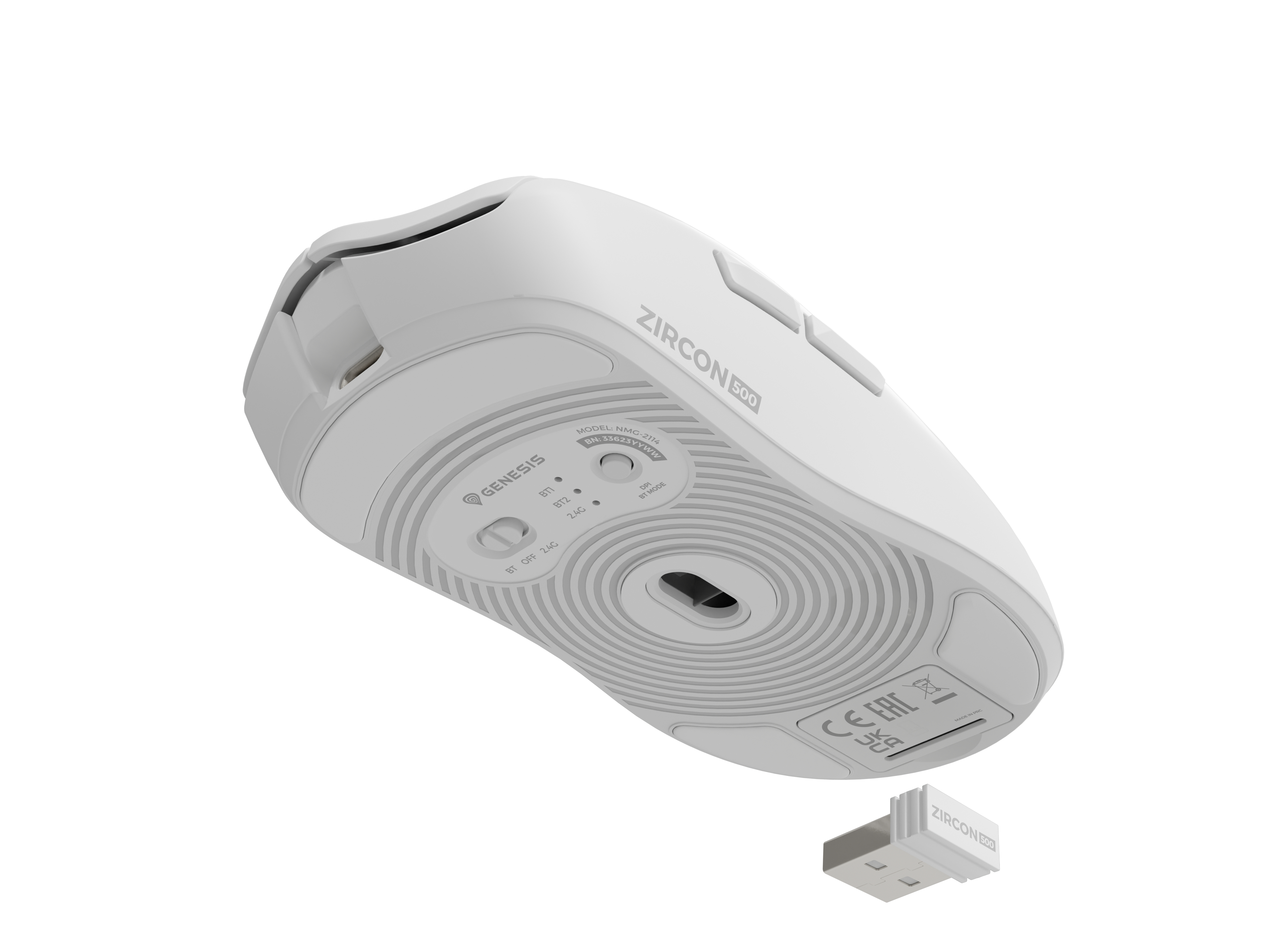 natec Gaming Maus Zircon 500 kabellos weiß - Maus - 10.000 dpi, Ansicht 2